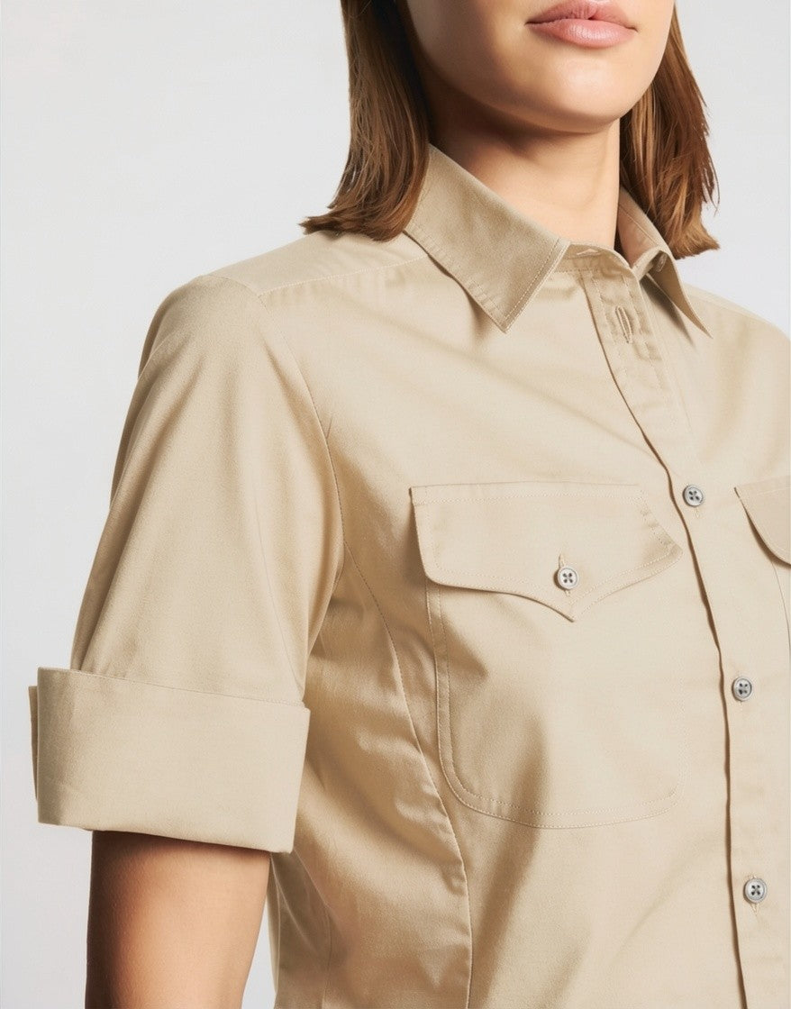 Camicia Regular Fit in Popeline Stretch