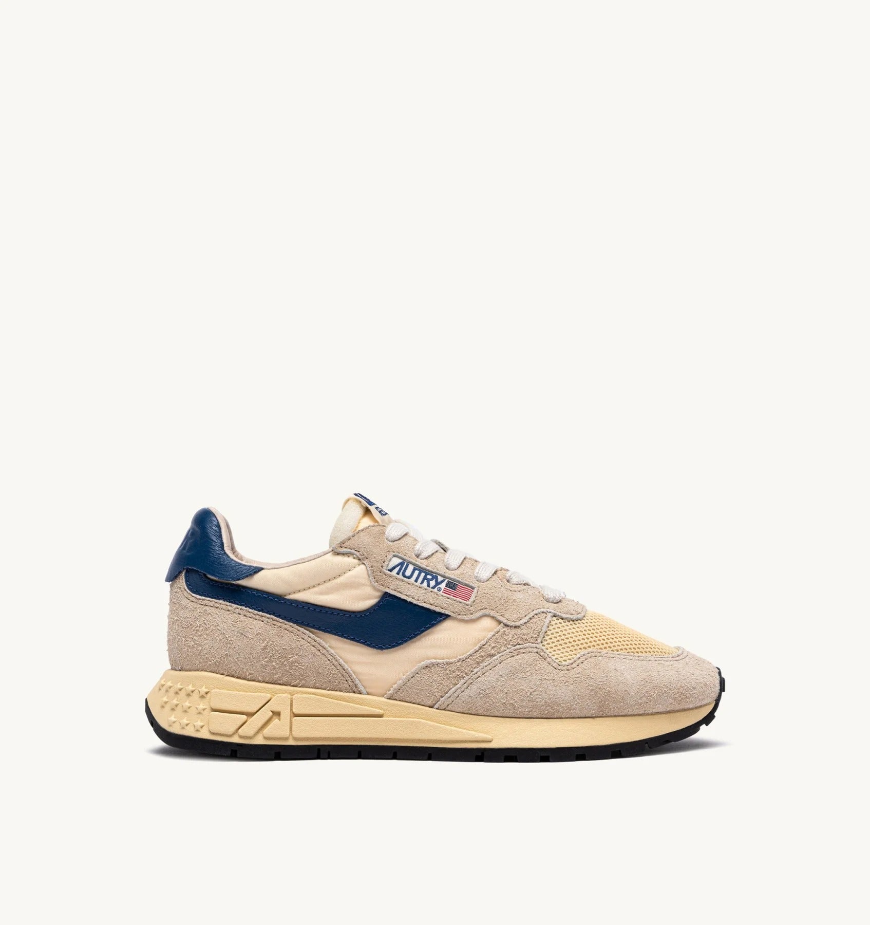 SNEAKERS REELWIND LOW IN NYLON SUEDE E PELLE ECRU' E ENSIGN BLUE<BR/> WWLM UT27 AUTRY ACTION SHOES