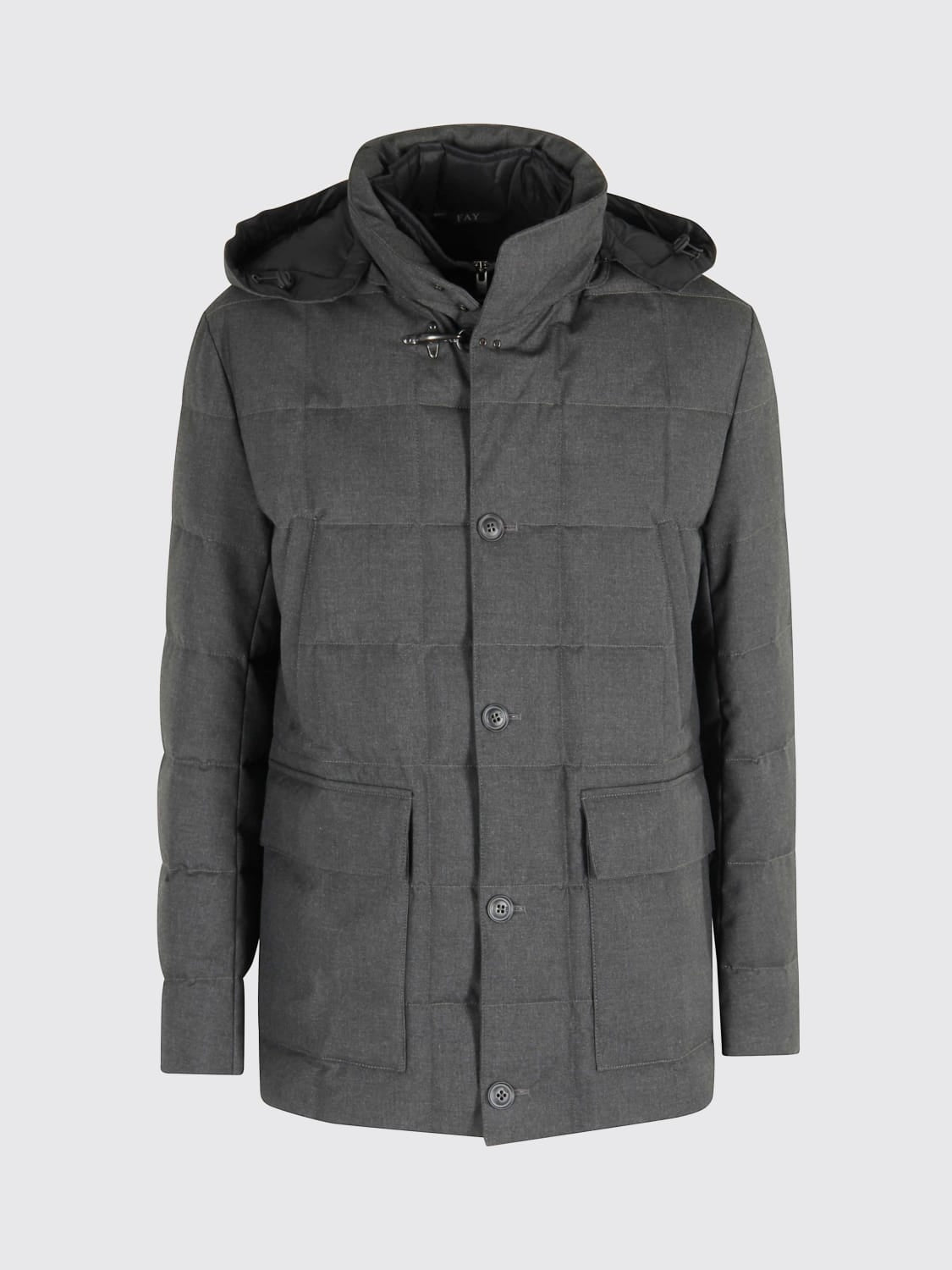 Caban in Canvas Mélange Imbottito in Piuma<BR/> NAM36510480XOB B803 FAY