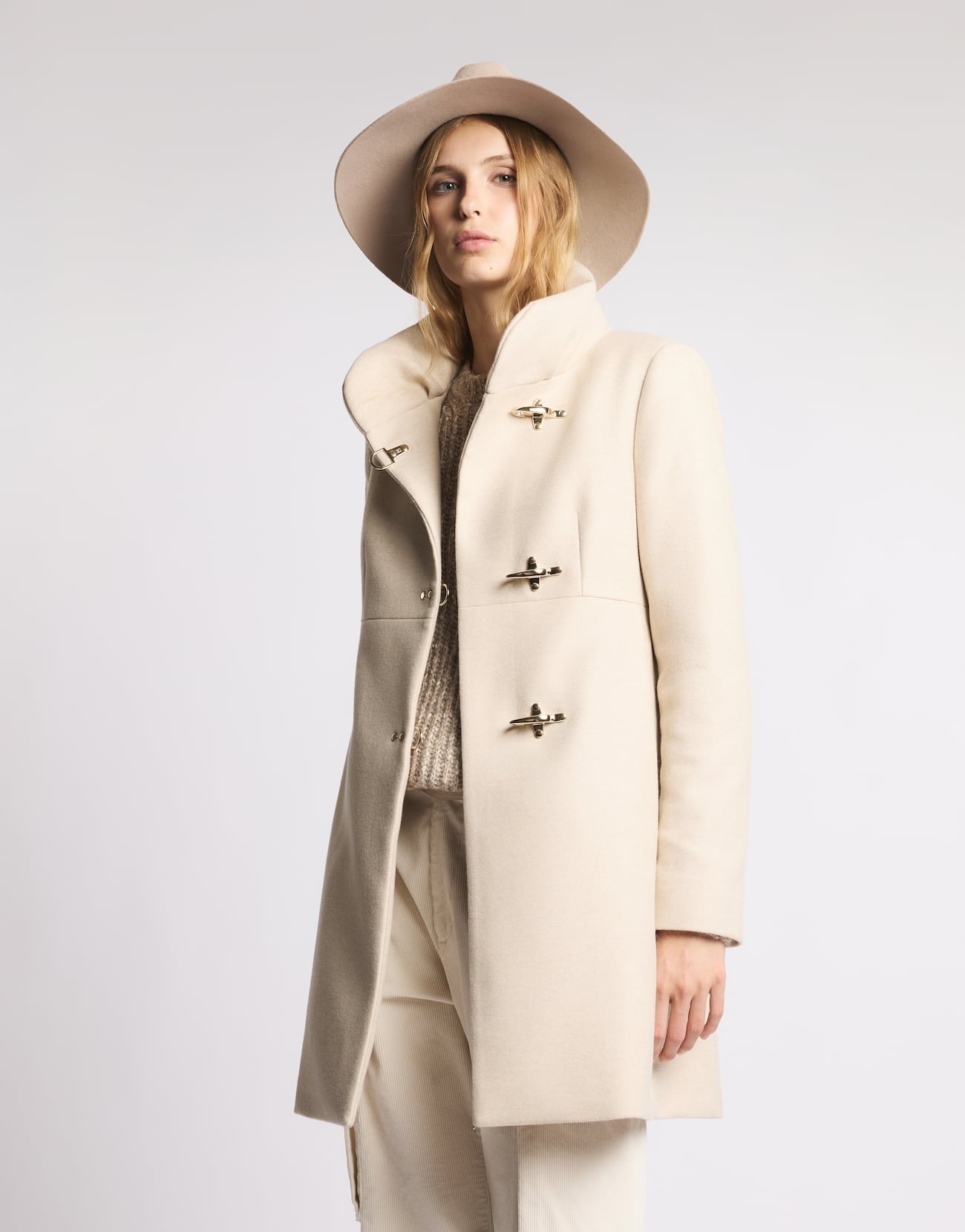 Romantic Coat in Panno di Lana Mélange<BR/> NAW5051Y050XMY C002 FAY