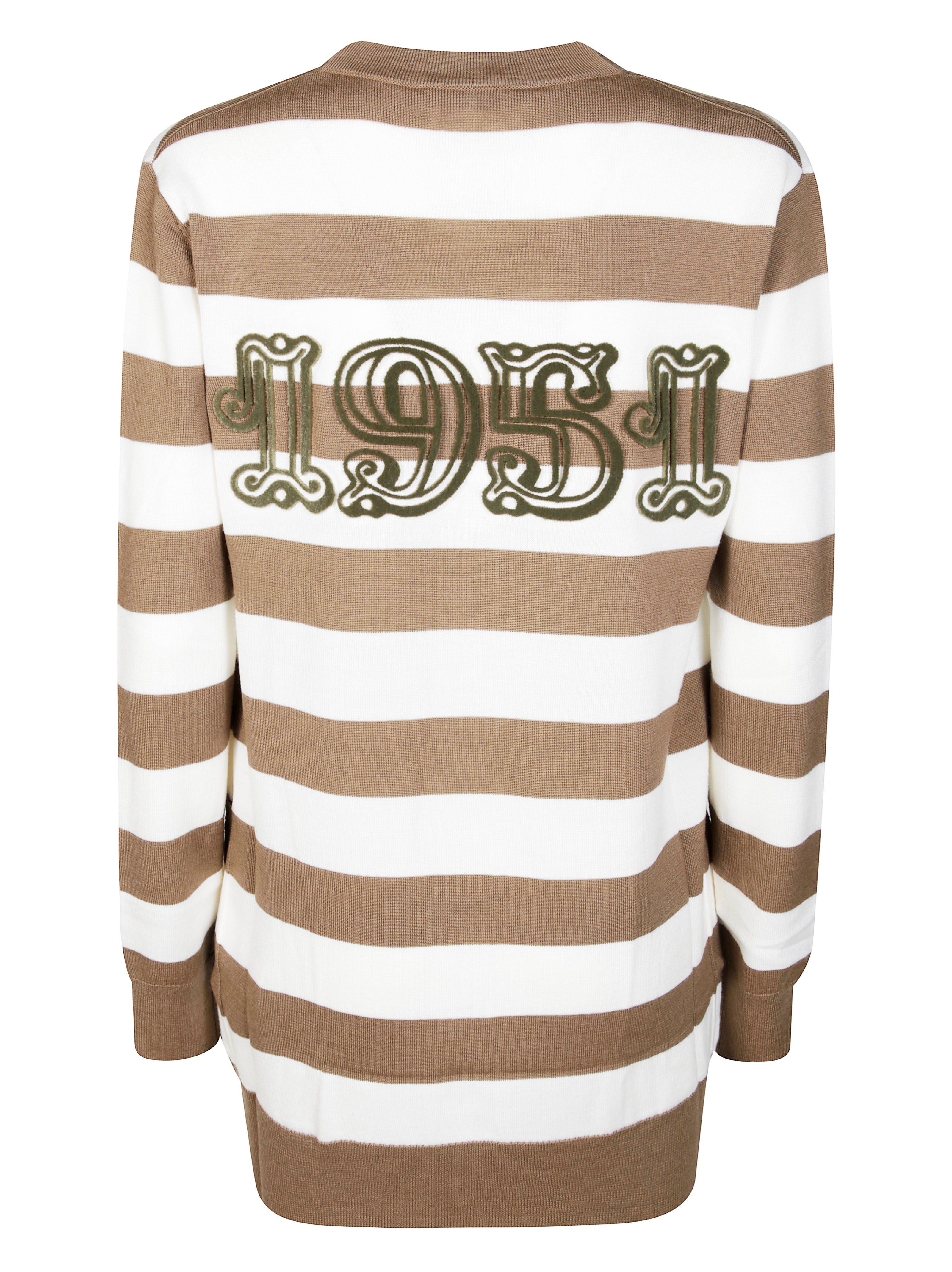 Cardigan a righe fiemme in bianco e cammello FIEMME 009 MAX MARA