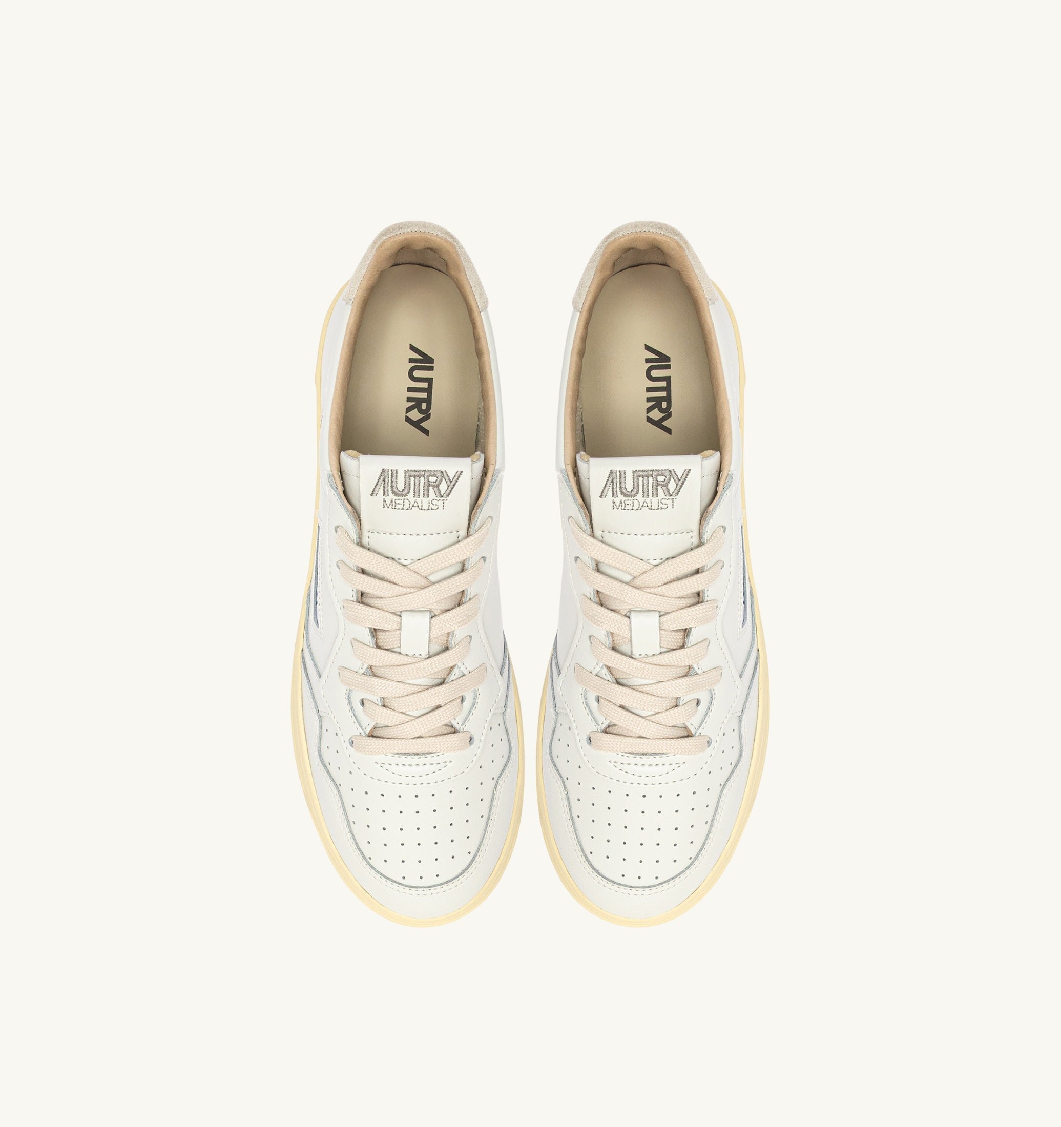 AUTRY SNEAKERS<BR/>SNEAKERS MEDALIST LOW IN PELLE BIANCA E SUEDE SNOW WHITE AULM BJ04 AUTRY ACTION SHOES