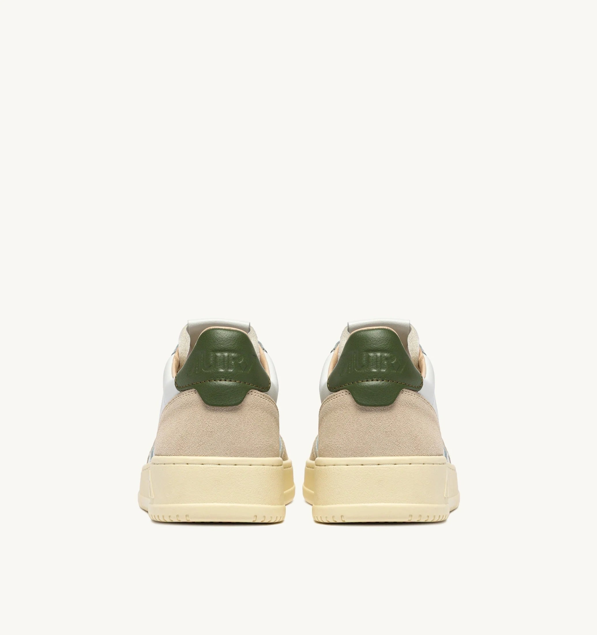 AUTRY SNEAKERS<BR/>SNEAKERS MEDALIST LOW IN SUEDE E PELLE BIANCA E BRONZE GREEN AULM LS17 AUTRY ACTION SHOES
