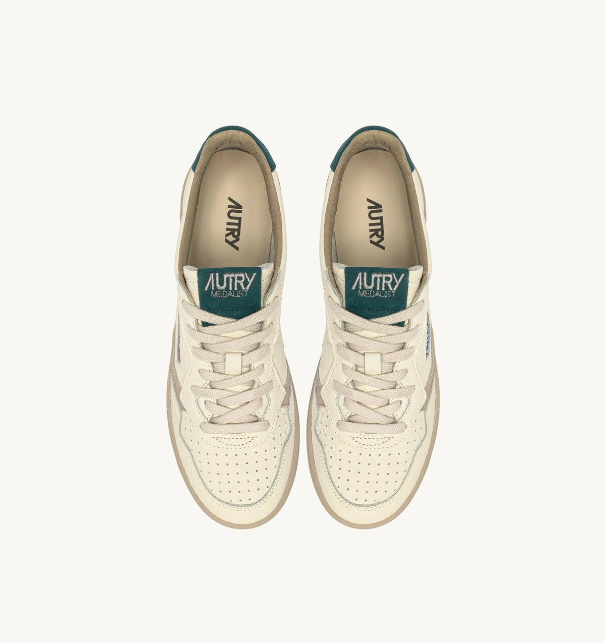 AUTRY SNEAKERS<BR/>SNEAKERS MEDALIST LOW IN PELLE FEATHER GRAY E DARK SEA AULM NE18 AUTRY ACTION SHOES