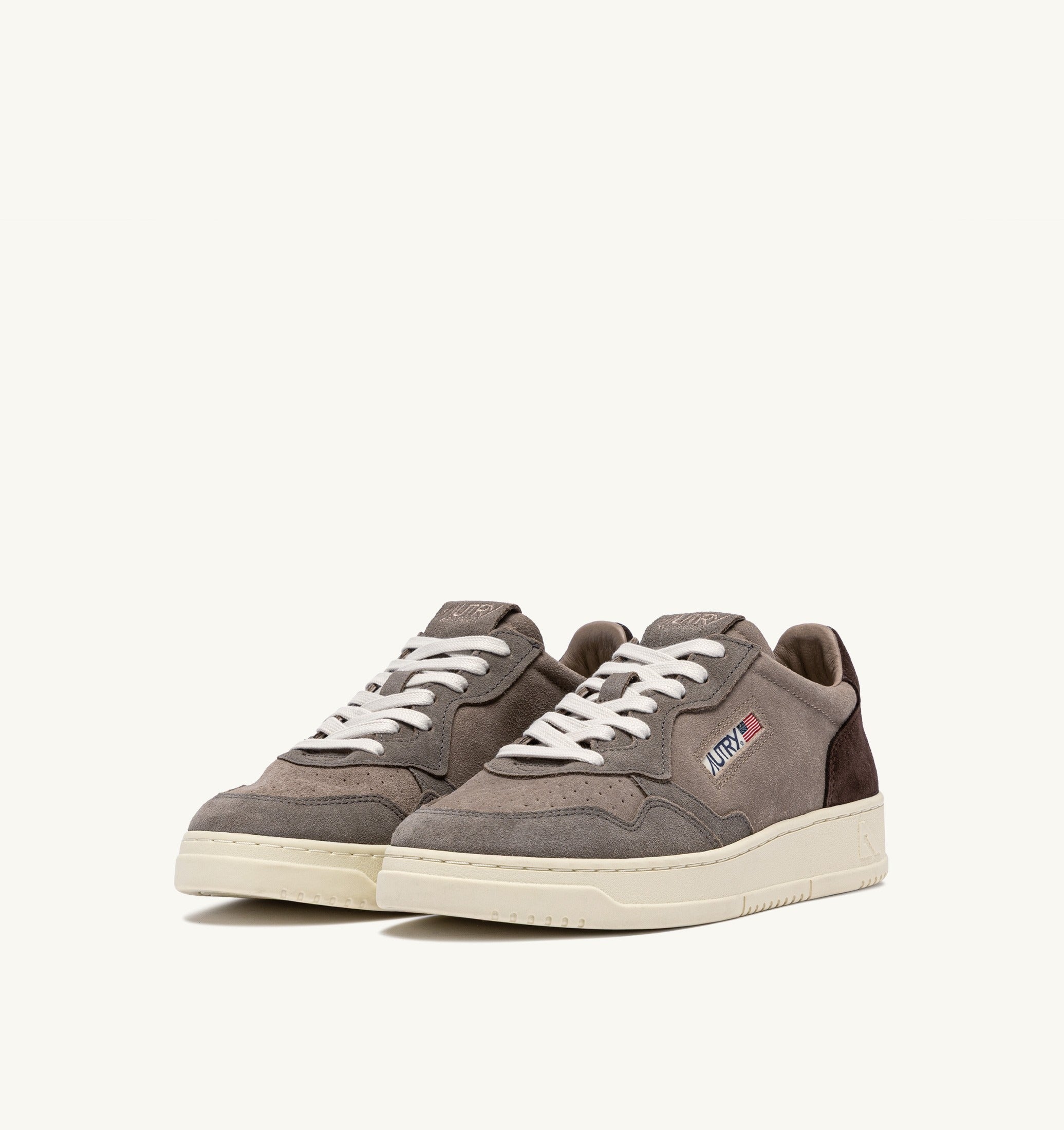 AUTRY SNEAKERS<BR/>SNEAKERS MEDALIST LOW TRICOLOR IN SUEDE TAUPE E COTTO AULM TS41 AUTRY ACTION SHOES