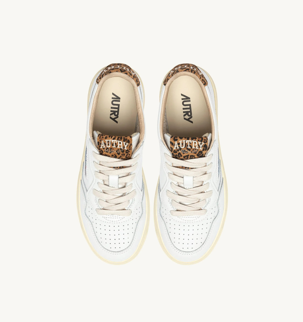 AUTRY SNEAKERS<BR/>SNEAKERS MEDALIST LOW IN PELLE BIANCA E SUEDE LEOPARD AULW HJ02 AUTRY ACTION SHOES