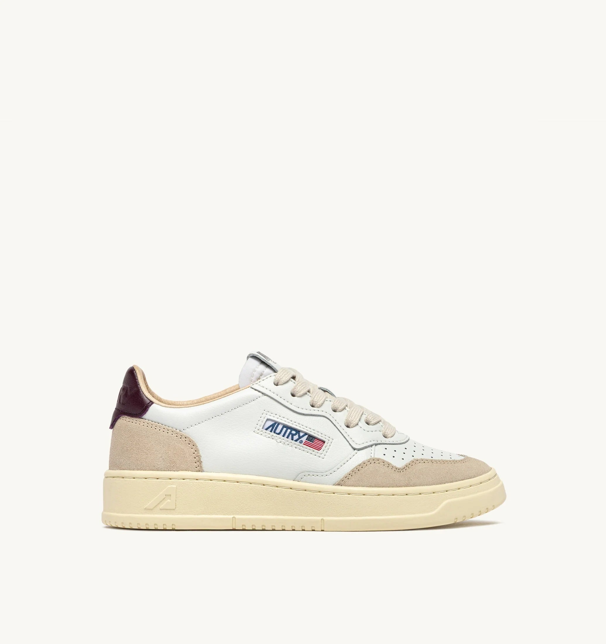 AUTRY SNEAKERS<BR/>SNEAKERS MEDALIST LOW IN SUEDE E PELLE BIANCA E FIG AULW LS18 AUTRY ACTION SHOES