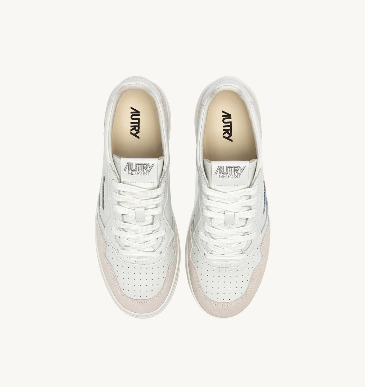 AUTRY SNEAKERS<BR/>SNEAKERS MEDALIST LOW IN SUEDE E PELLE BIANCA AULW LS30 AUTRY ACTION SHOES