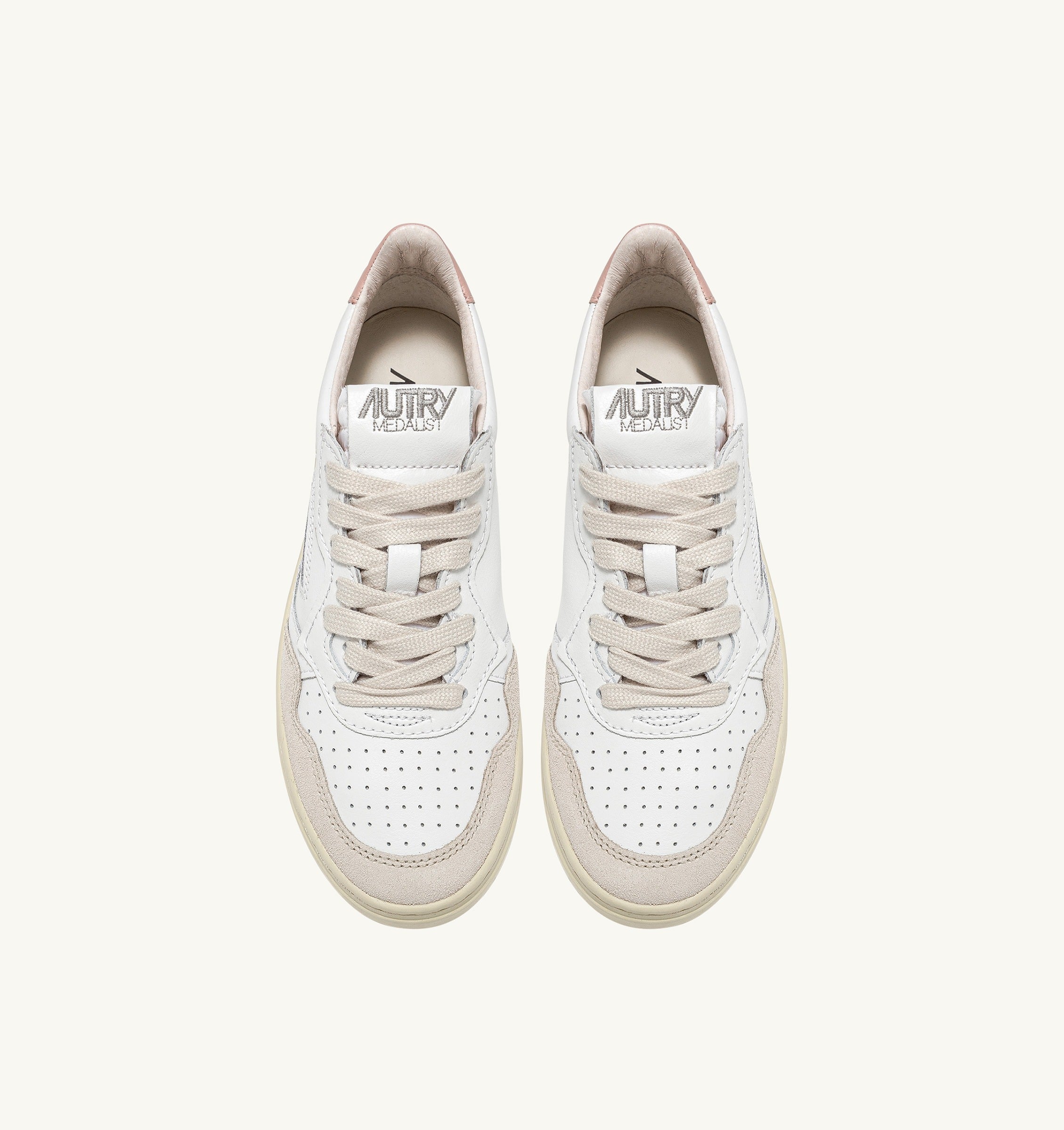 AUTRY SNEAKERS<BR/>SNEAKERS MEDALIST LOW IN PELLE BIANCA E POWDER E SUEDE BEIGE AULW LS37 AUTRY ACTION SHOES