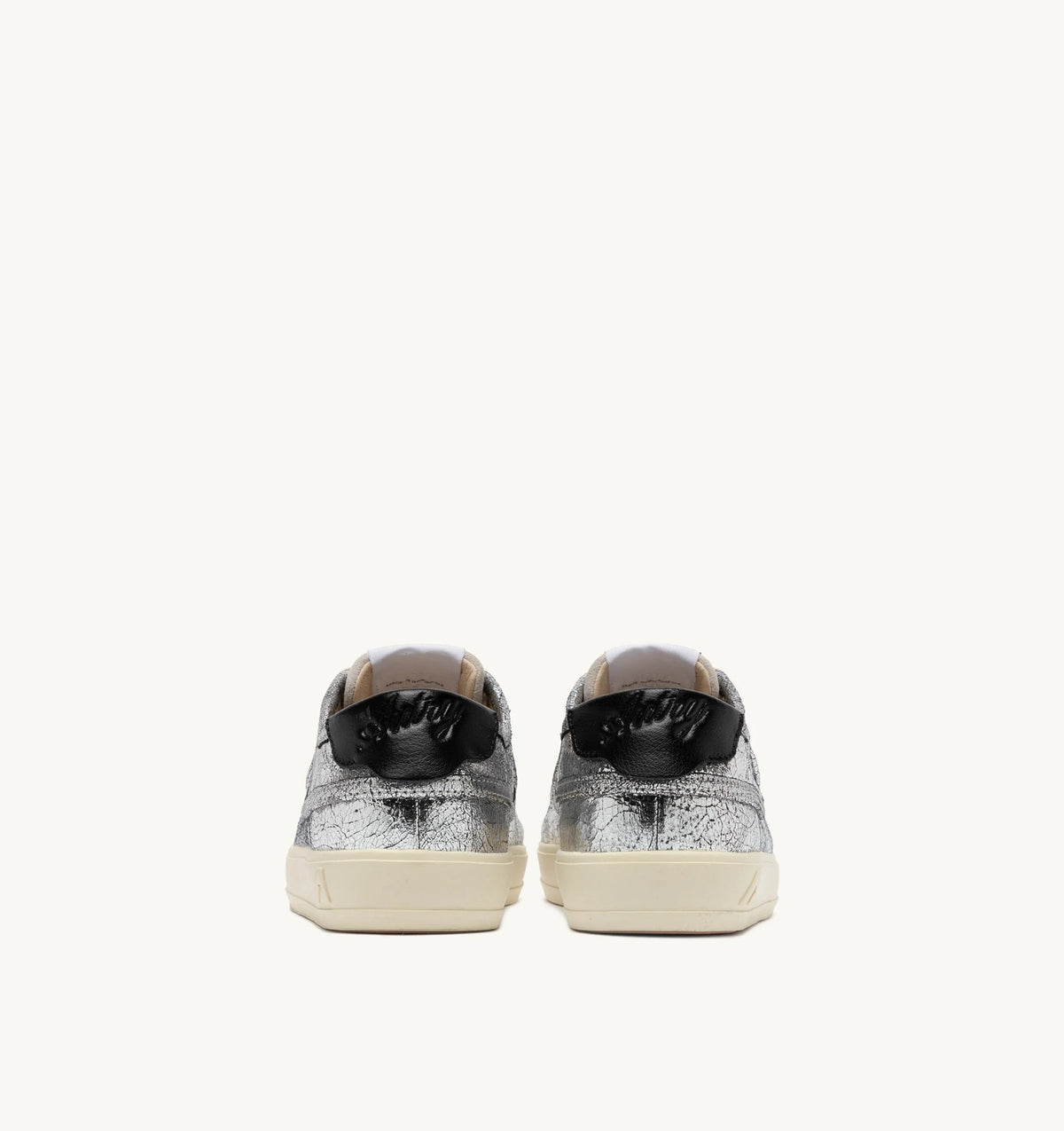 SNEAKERS WINDSCAPE LOW IN PELLE LAMINATA ARGENTO E NERA<BR/> SCLW JC01 AUTRY ACTION SHOES
