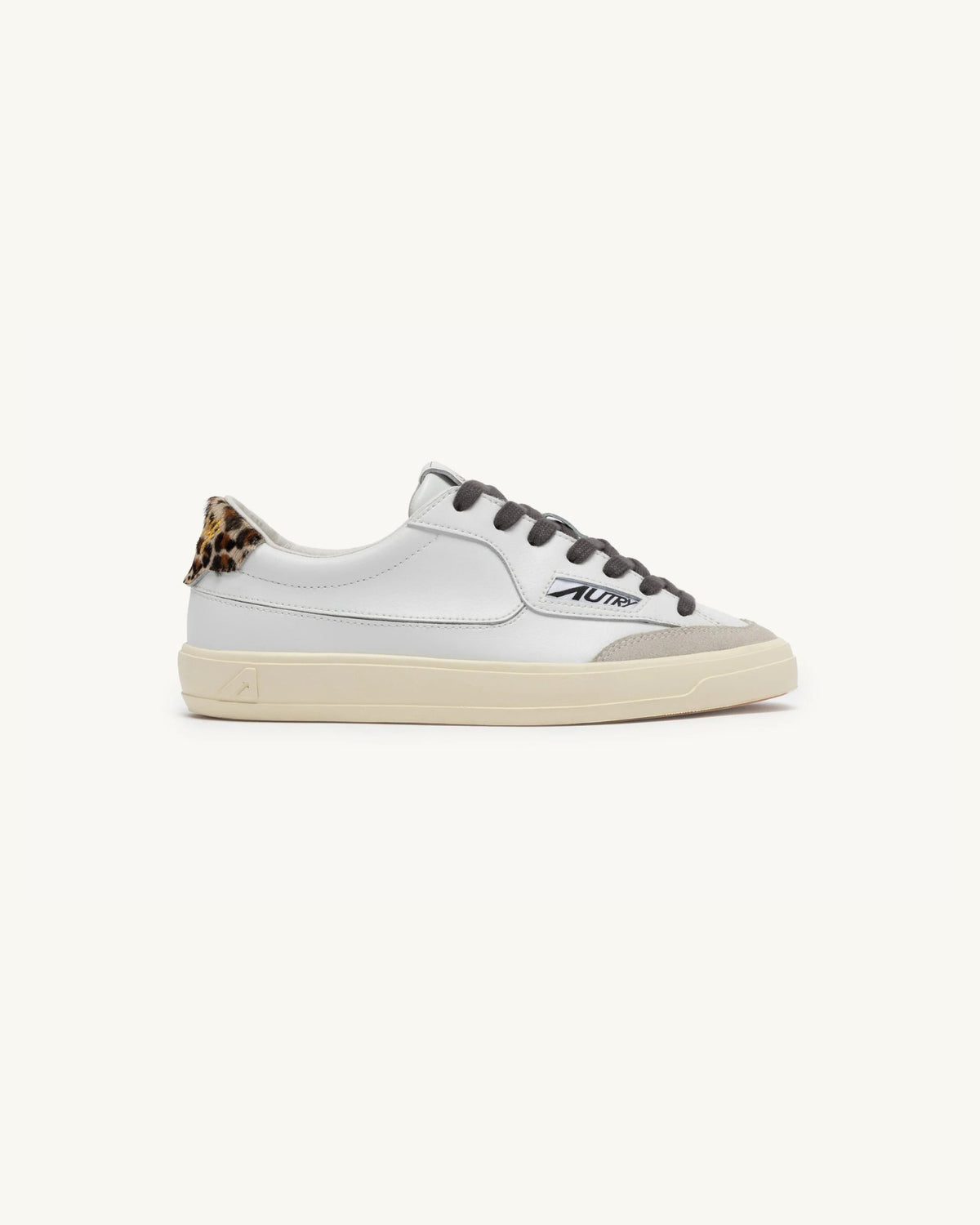 SNEAKERS WINDSCAPE LOW IN PELLE BIANCA E LEOPARD PRINT SCLW JU04 AUTRY ACTION SHOES