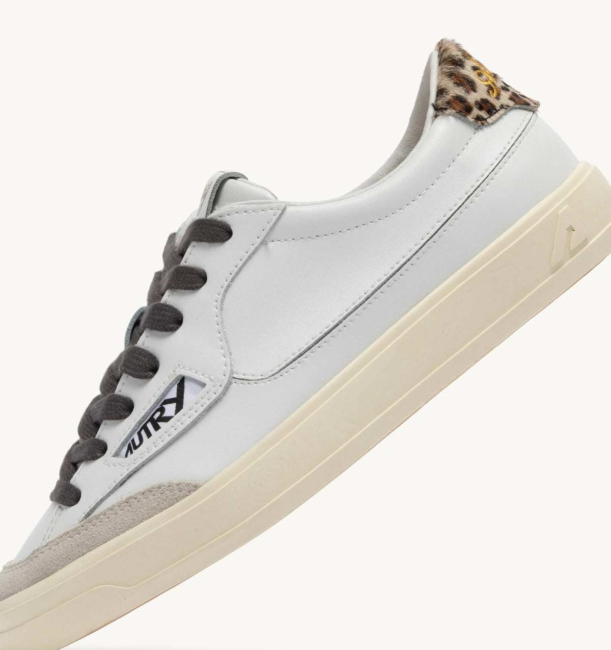 SNEAKERS WINDSCAPE LOW IN PELLE BIANCA E LEOPARD PRINT SCLW JU04 AUTRY ACTION SHOES