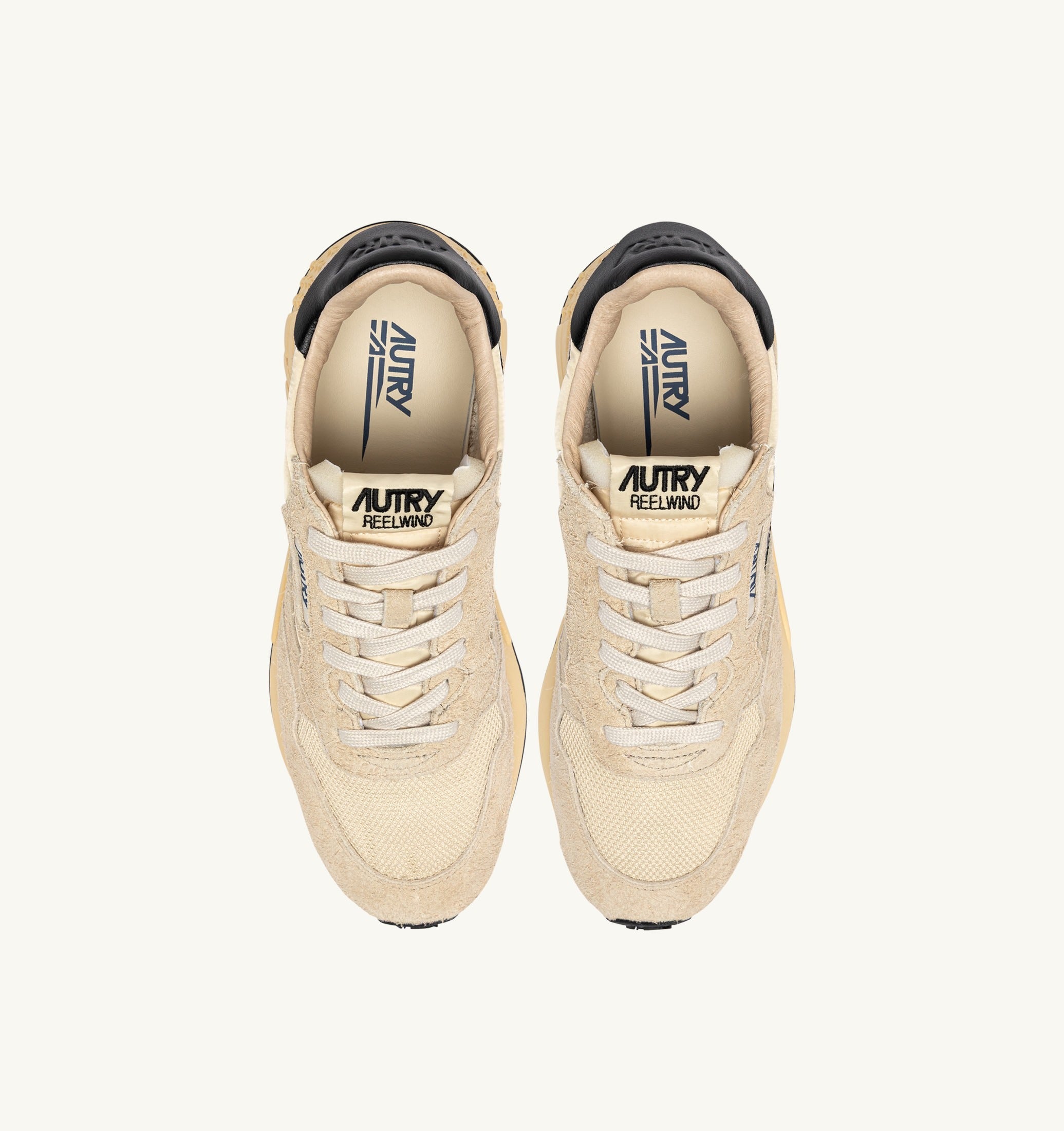 AUTRY SNEAKERS<BR/>SNEAKERS REELWIND LOW IN NYLON E SUEDE ECRU E NERO WWLM UT60 AUTRY ACTION SHOES