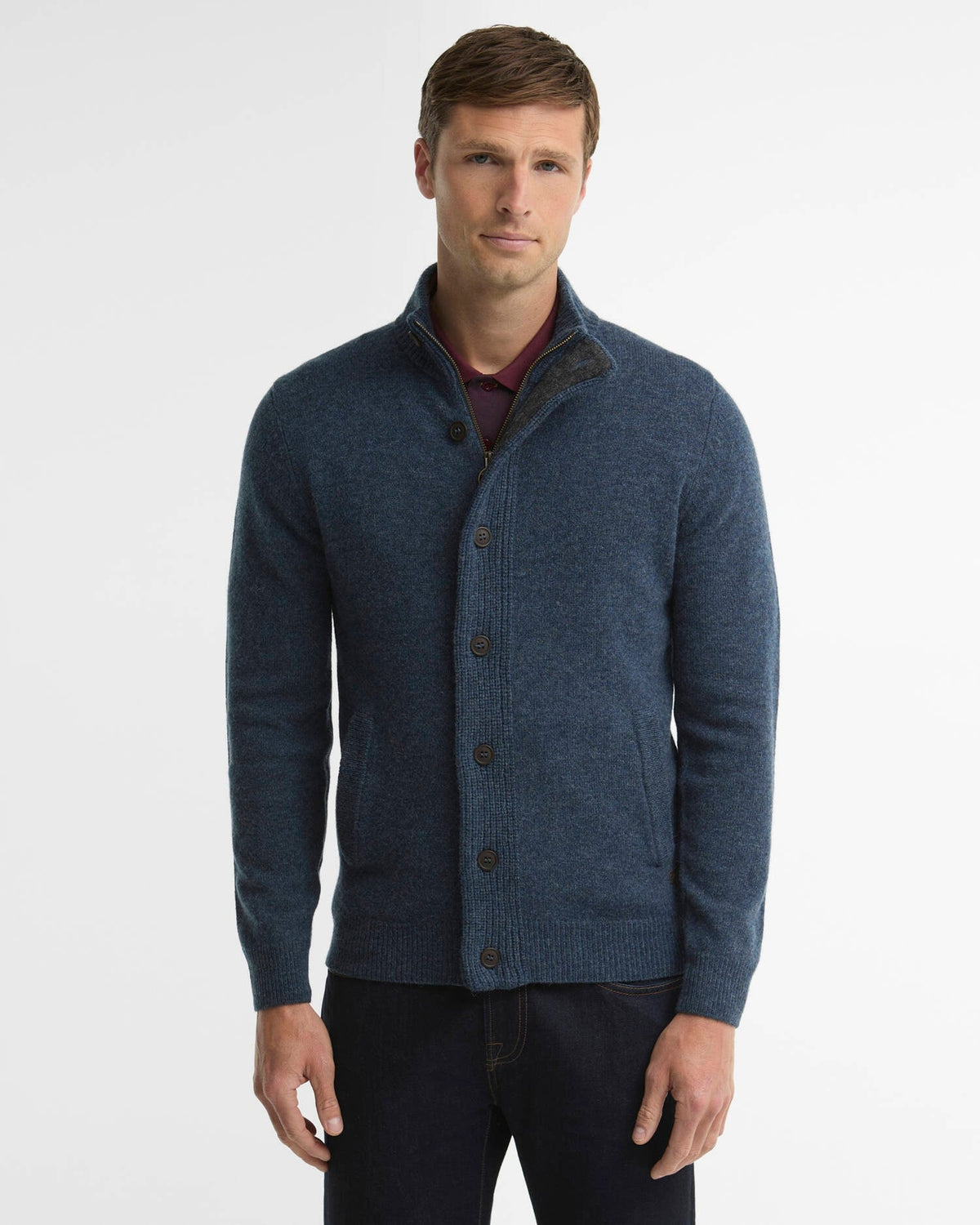 Cardigan con zip e bottoni Patch MKN0731 IN72 BARBOUR
