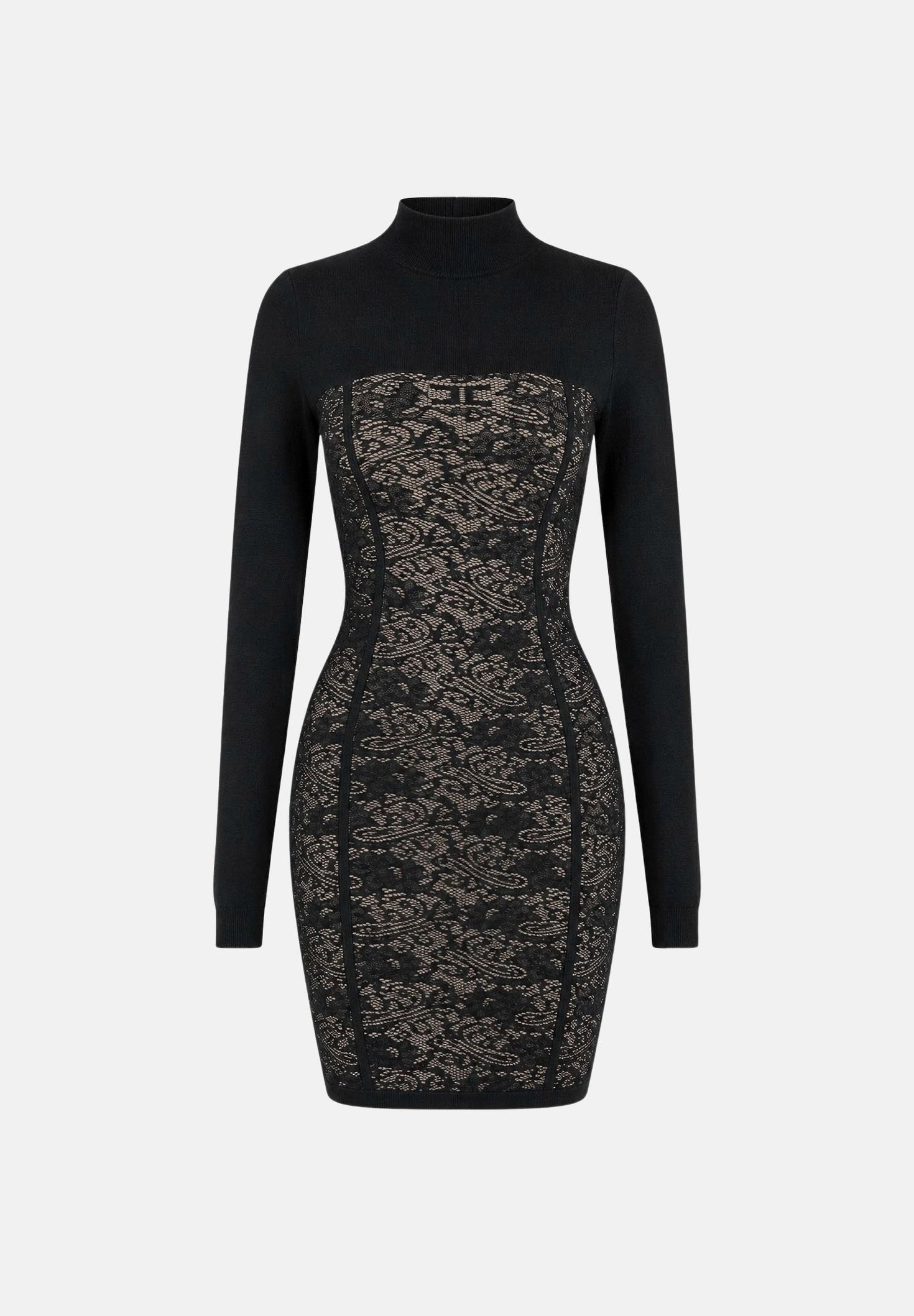 Abito JACQUARD con motivo floreale e dettagli semitrasparenti. AM27Q66E2 FR9 ELISABETTA FRANCHI