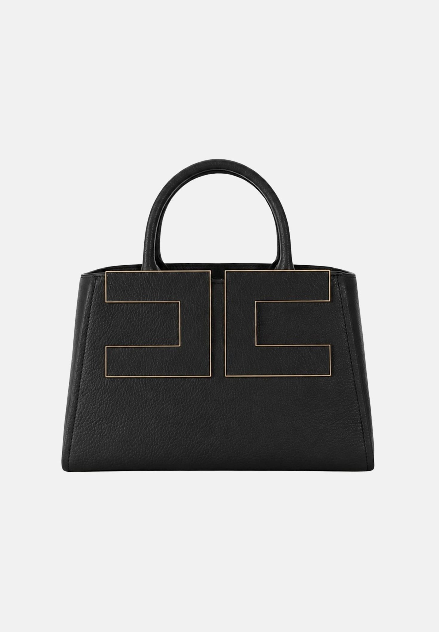 ELISABETTA FRANCHI Borsa TOTE nera con maxi logo frontale. BS06A66E2 110 ELISABETTA FRANCHI
