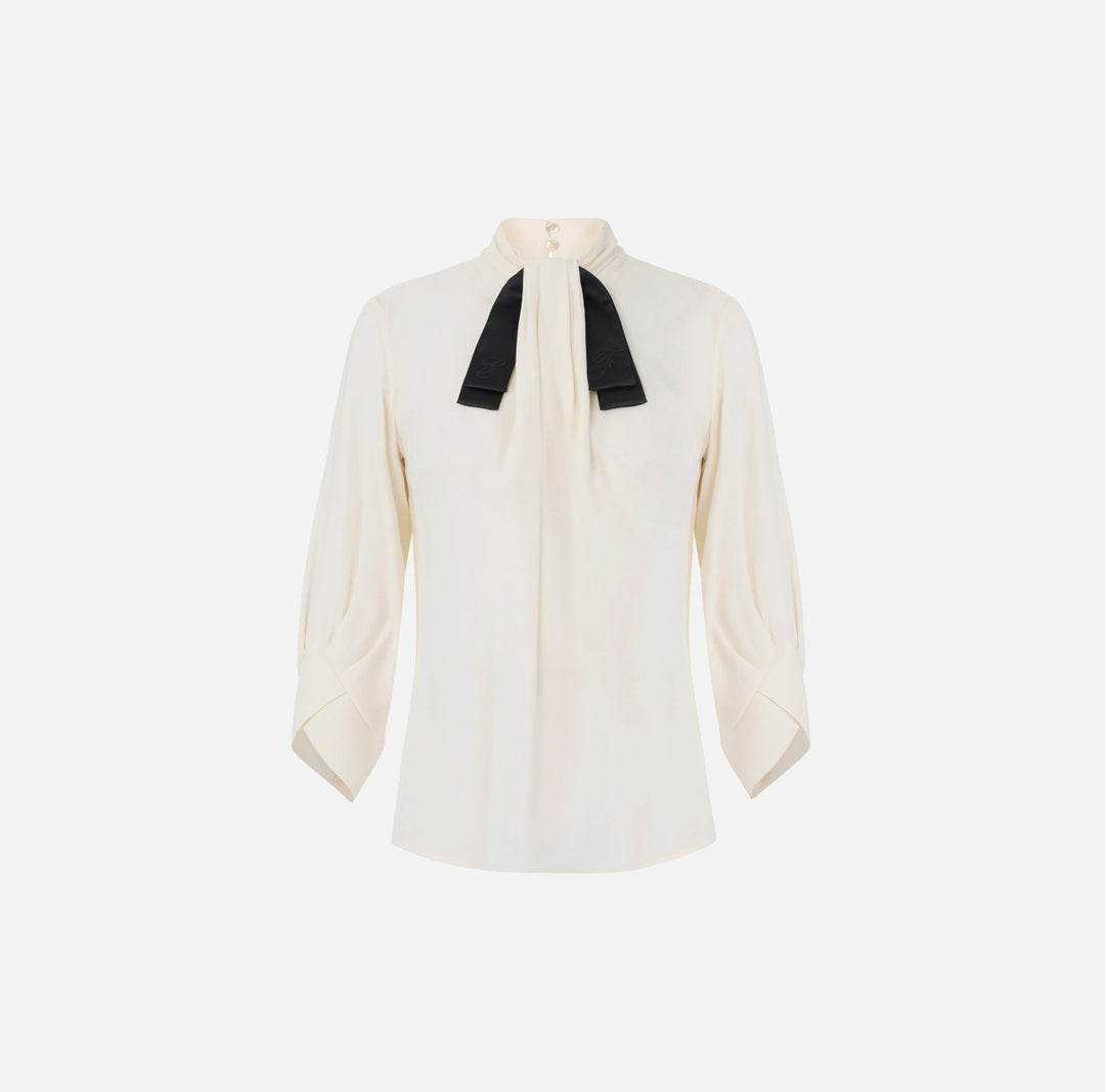 Blusa in georgette con cravattino<BR/> CA17866E2 E84 ELISABETTA FRANCHI