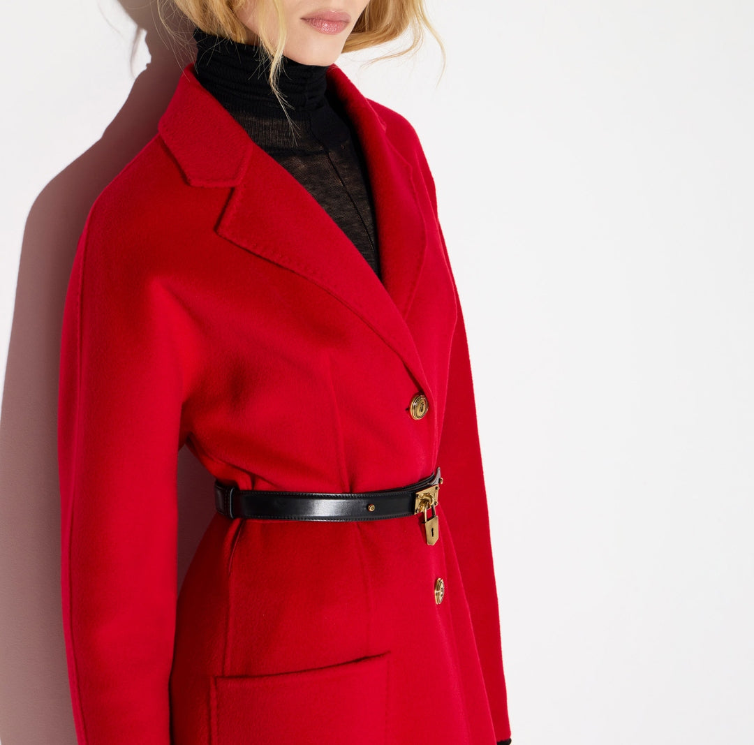 Elisabetta Franchi Cappotto in panno double con cintura CP03D67E2 CG5 ELISABETTA FRANCHI