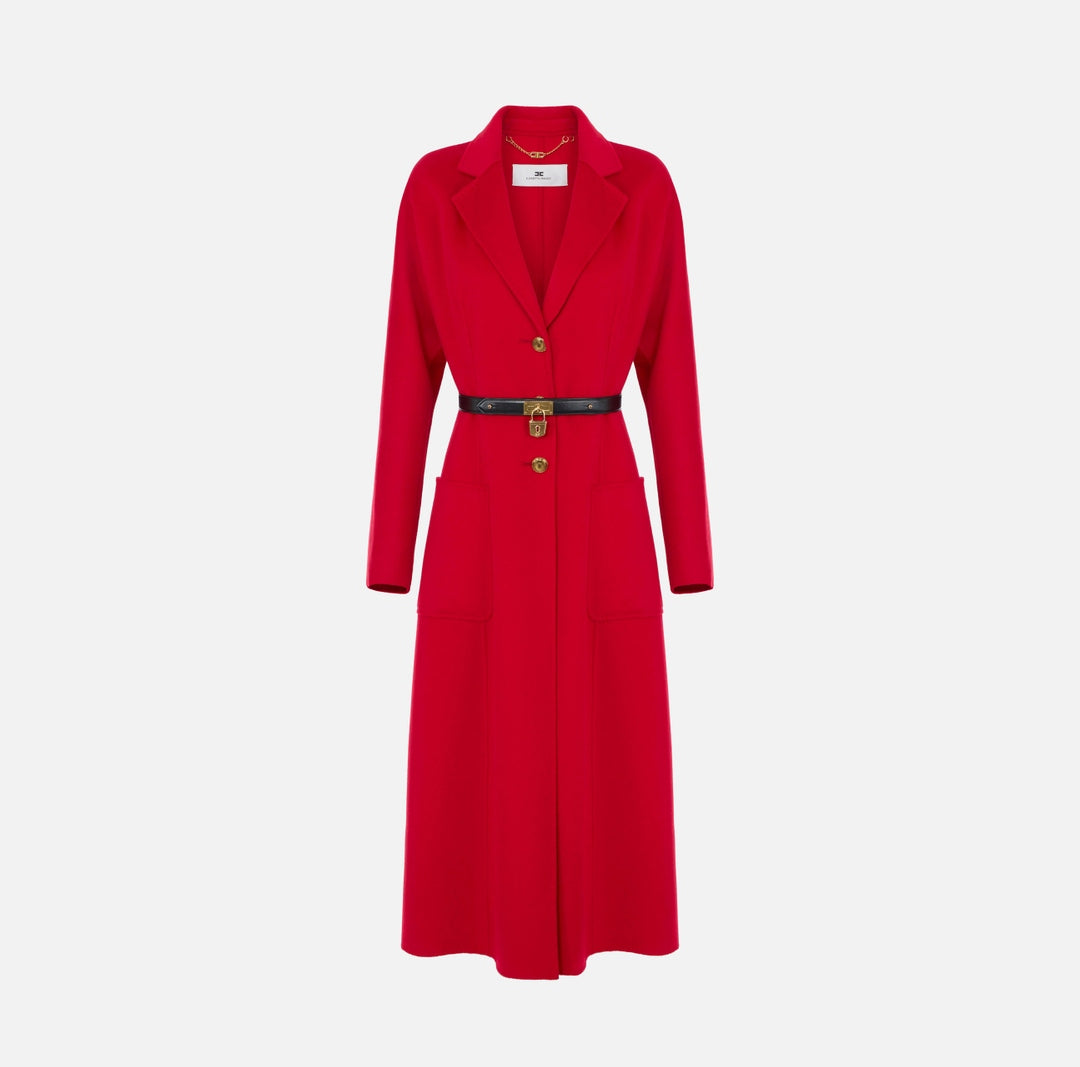 Elisabetta Franchi Cappotto in panno double con cintura CP03D67E2 CG5 ELISABETTA FRANCHI