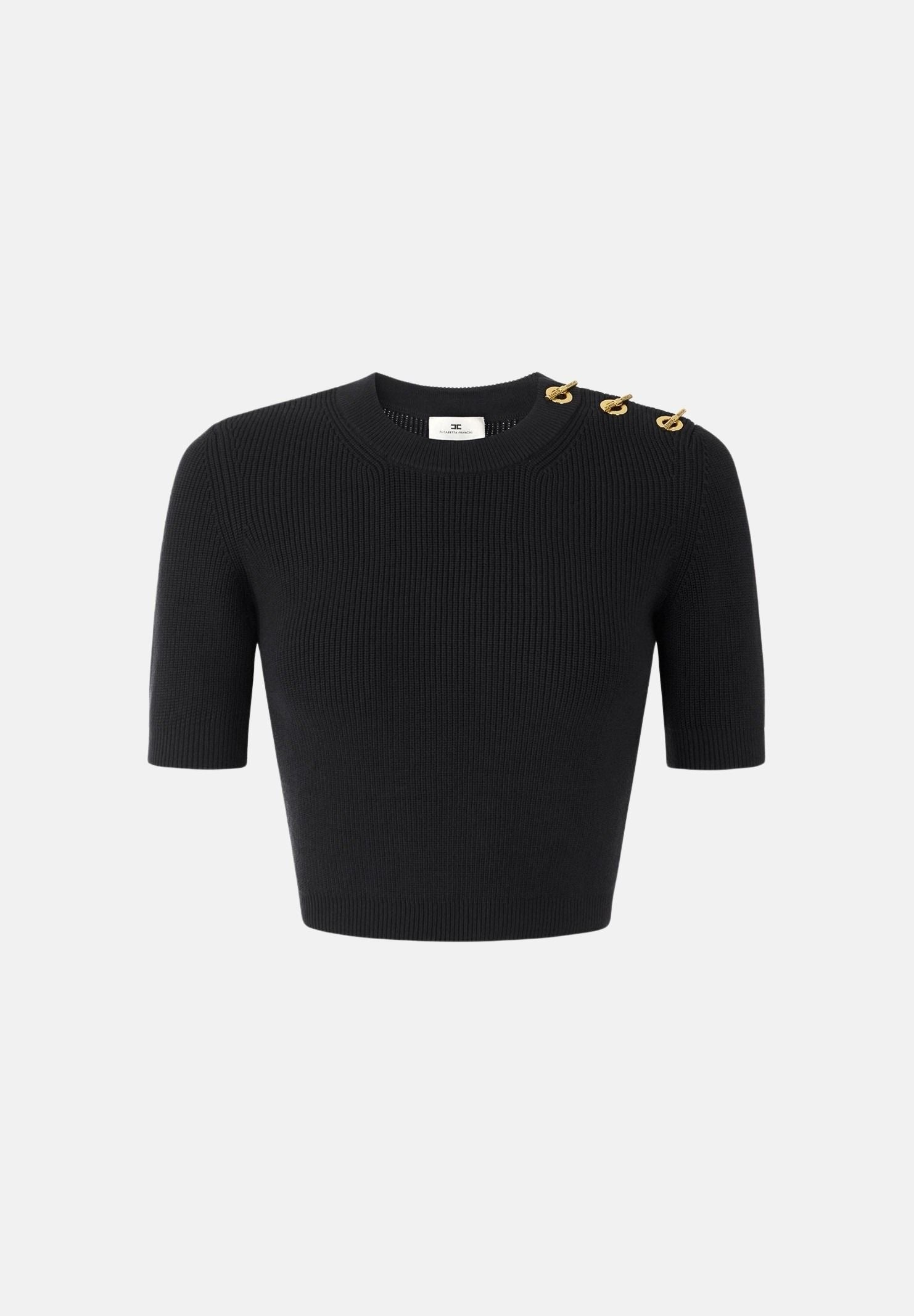 Top in maglia con dettagli gioiello<BR/> MK02S66E2 110 ELISABETTA FRANCHI