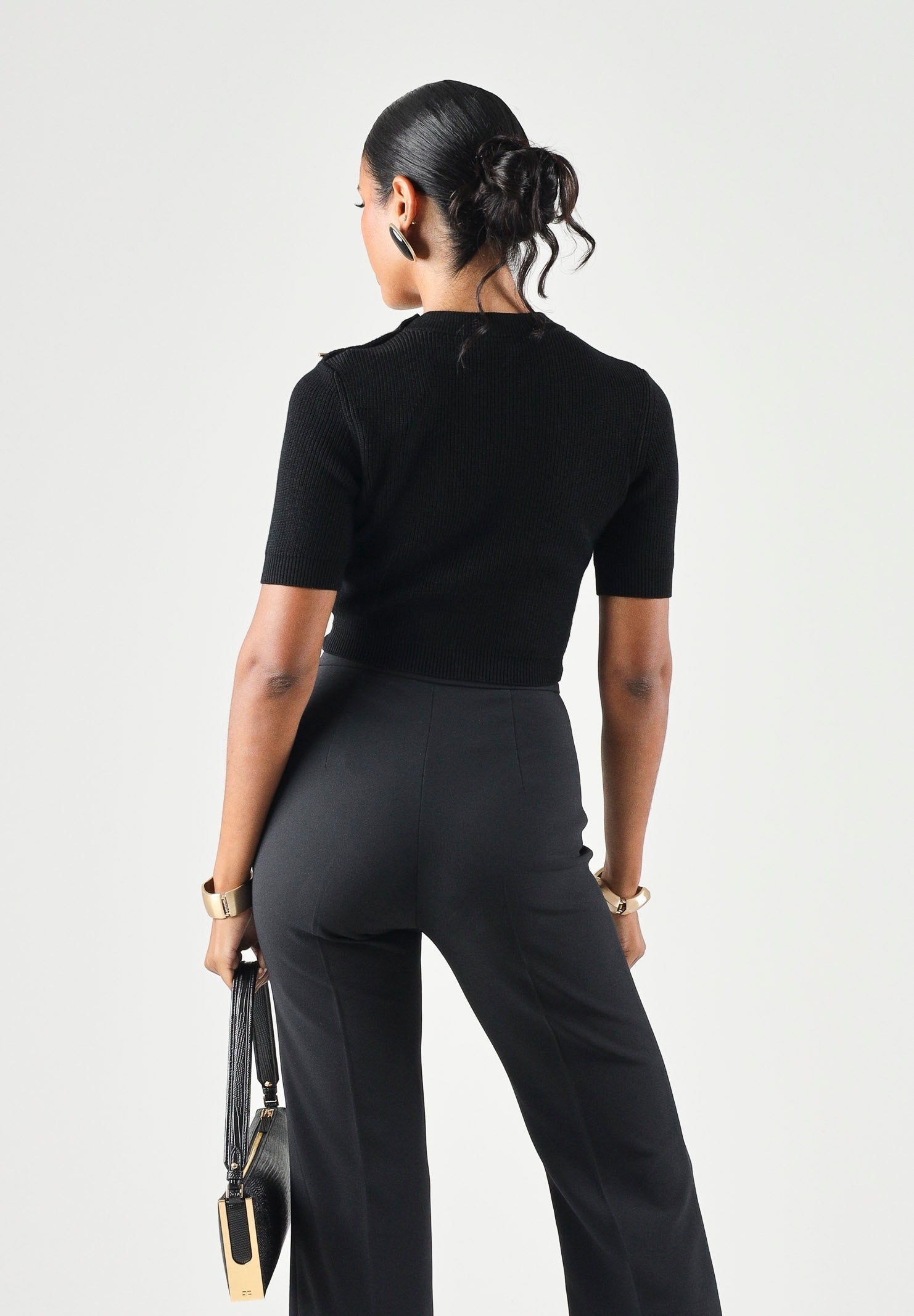 Top in maglia con dettagli gioiello<BR/> MK02S66E2 110 ELISABETTA FRANCHI