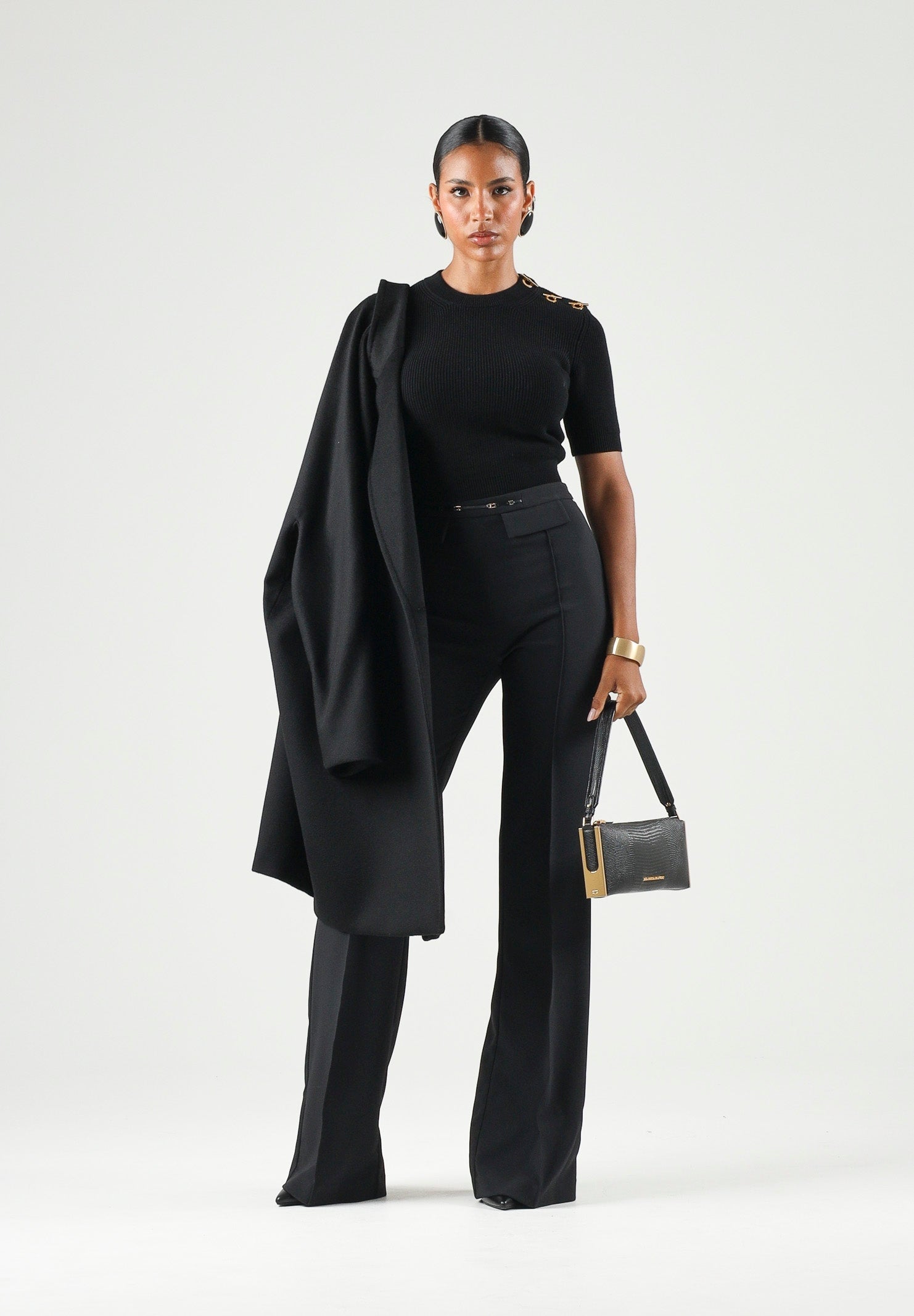 Top in maglia con dettagli gioiello<BR/> MK02S66E2 110 ELISABETTA FRANCHI