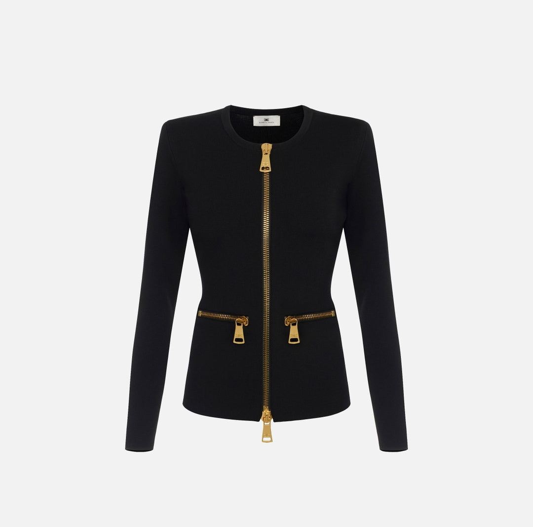 Cardigan in maglia con zip<BR/> MK68B66E2 110 ELISABETTA FRANCHI