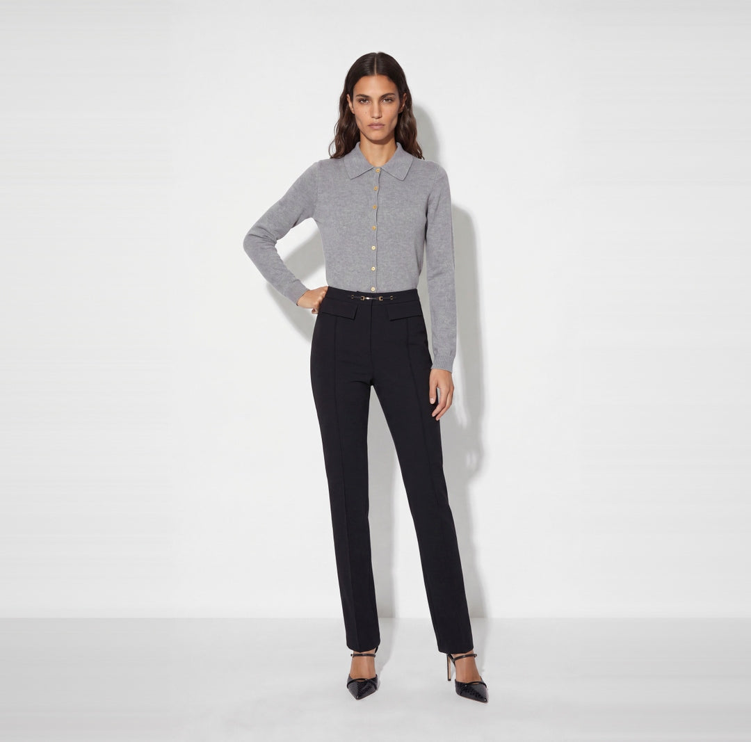 Pantaloni in doppio crêpe stretch<BR/> PA19666E2 110 ELISABETTA FRANCHI