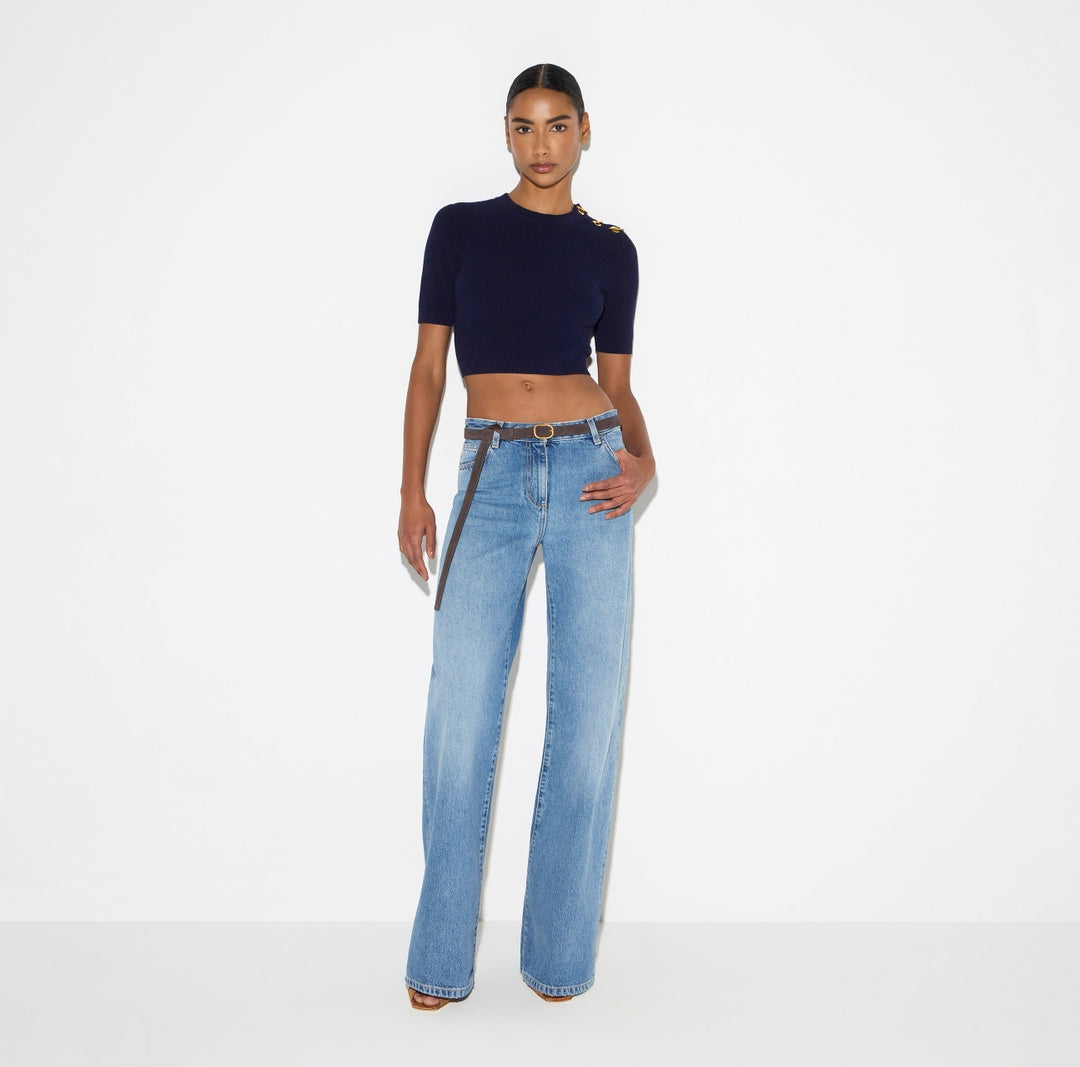 Jeans a palazzo con cintura PJ20N66E2 139 ELISABETTA FRANCHI