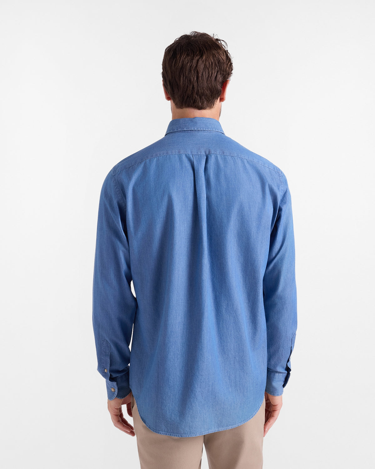 Camicia Uomo in denim collo button-down impunture corda Regular Fit blu CRR001013161M 804 HARMONT & BLAINE