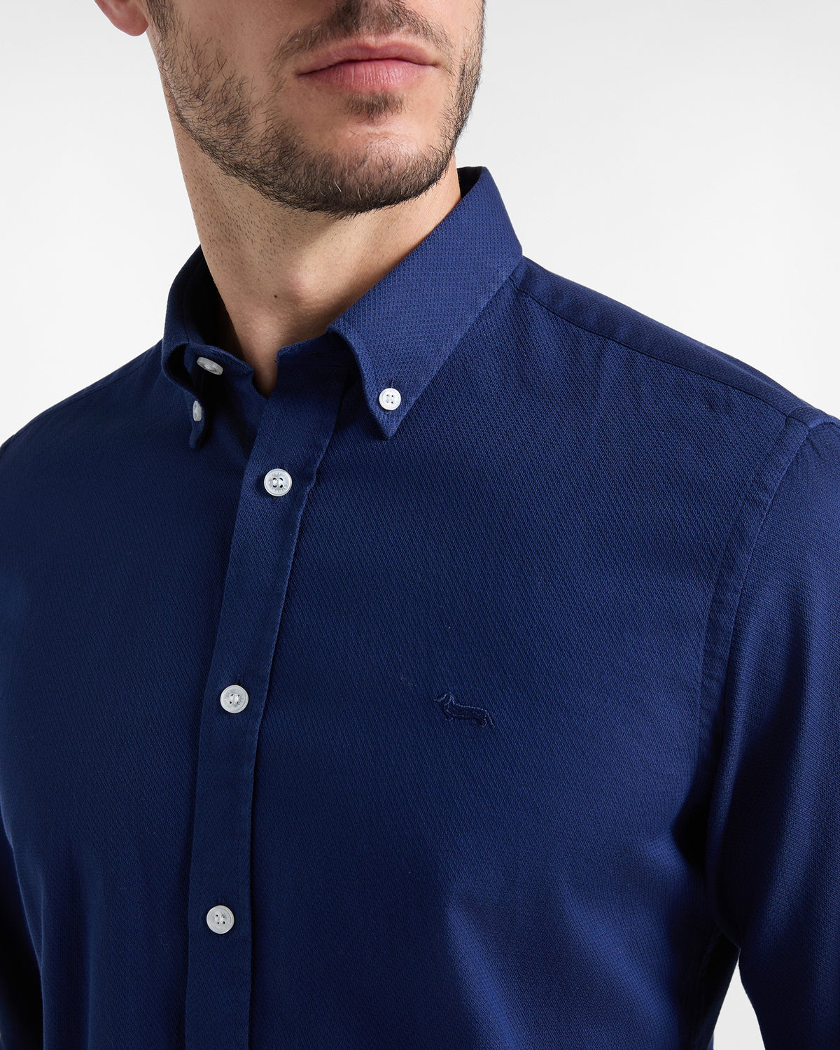 Camicia Uomo in micro jacquard Regular Fit blu sport CRR001013938M 815 HARMONT & BLAINE