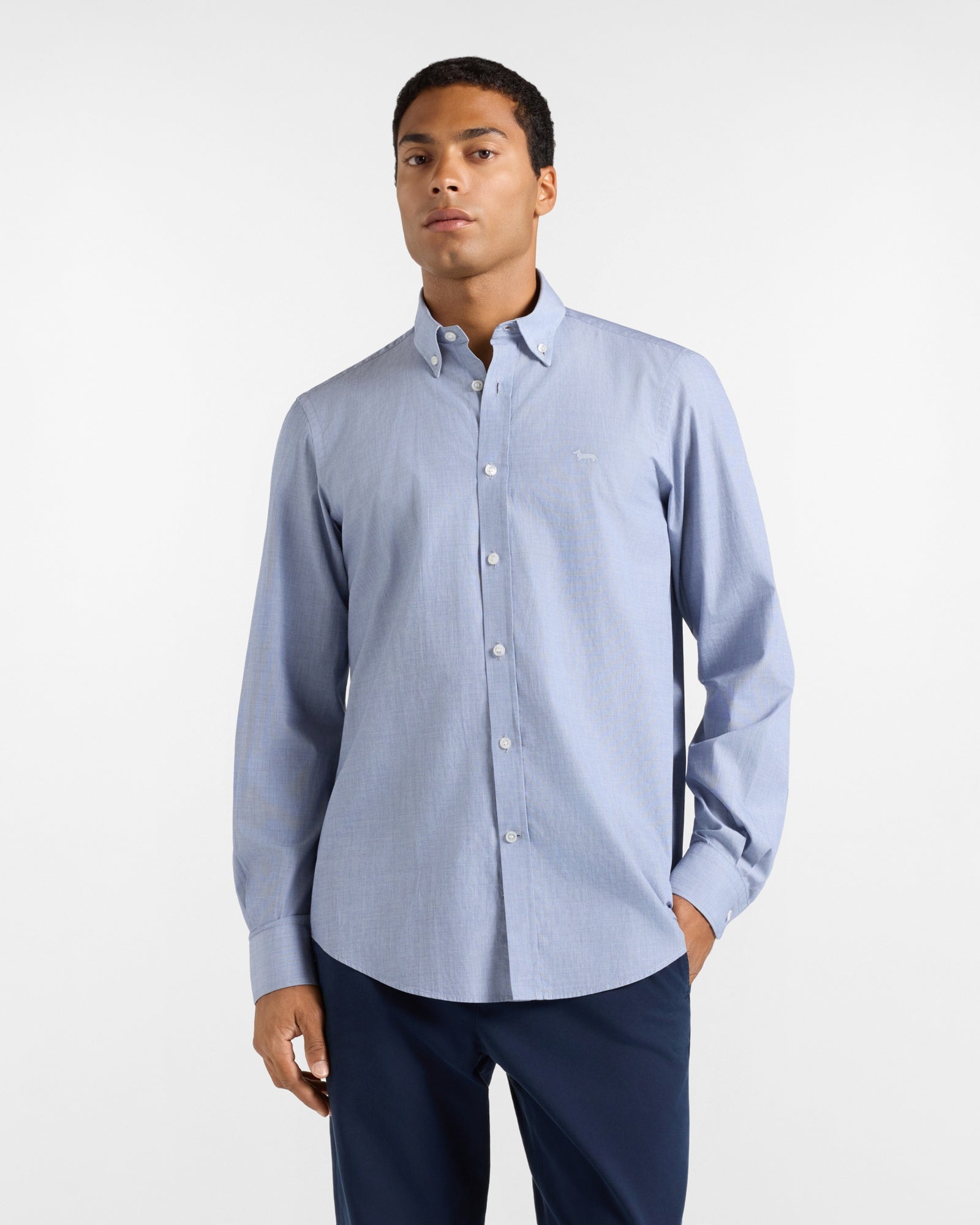 Camicia Uomo in tessuto fil-à-fil Regular Fit blu<BR/> CRR011012978M 801 HARMONT & BLAINE