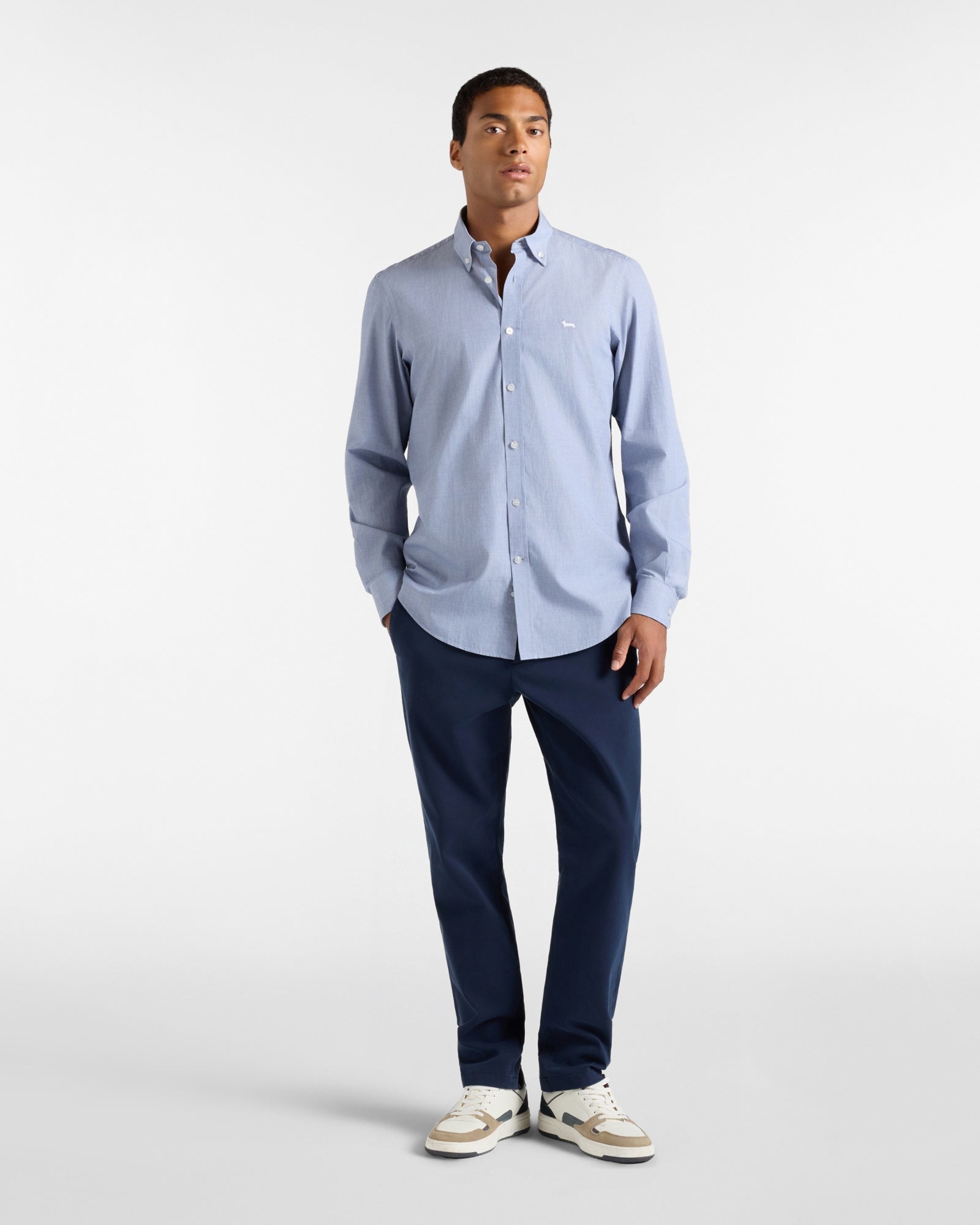 Camicia Uomo in tessuto fil-à-fil Regular Fit blu<BR/> CRR011012978M 801 HARMONT & BLAINE