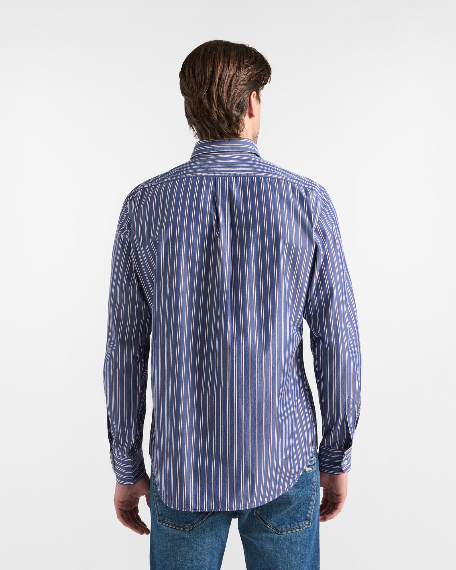 Camicia Uomo Righe Regimental Regular Fit blu<BR/> CRR011013954M 801 HARMONT & BLAINE