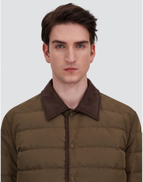 SHACKET IN NYLON EFFETTO CANGIANTE E SUEDE EFFECT<BR/> PI001346U12860 7730 HERNO