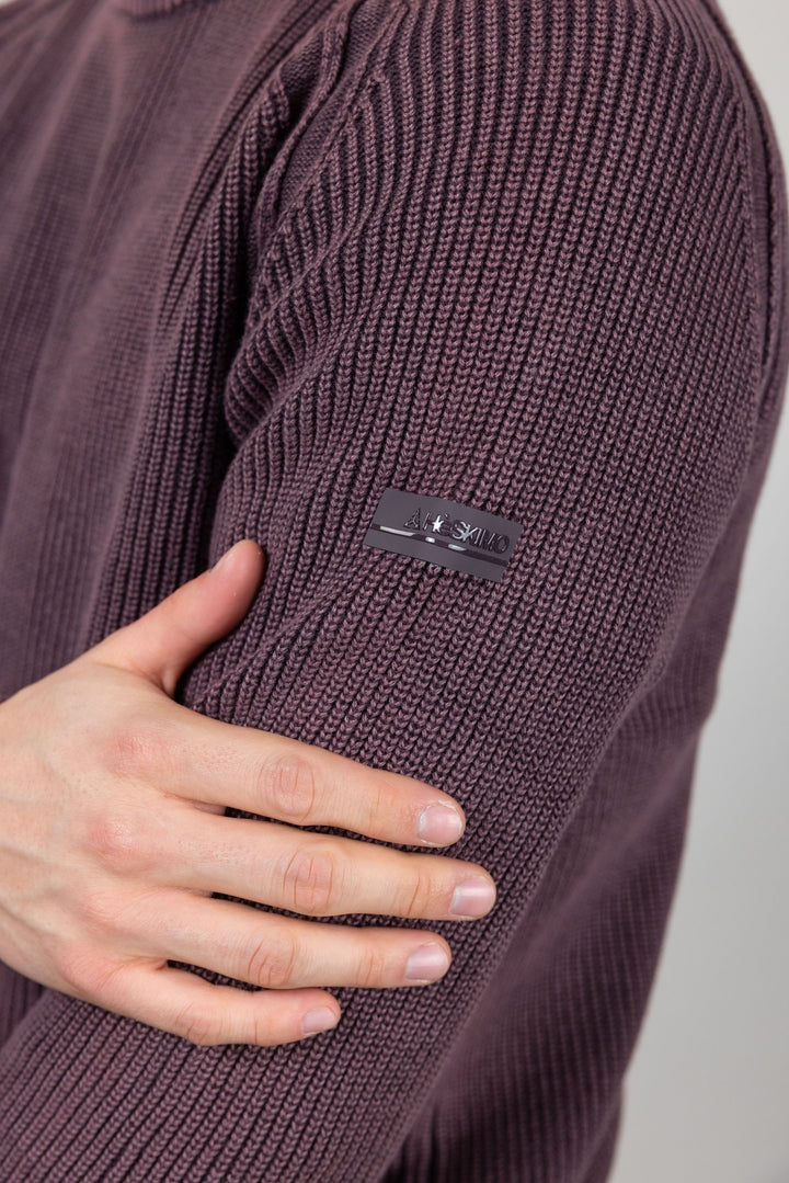 MAGLIA GIROCOLLO HESKIMO A COSTE IN COTONE LAVATO HE2400001 BORDEAUX HESKIMO