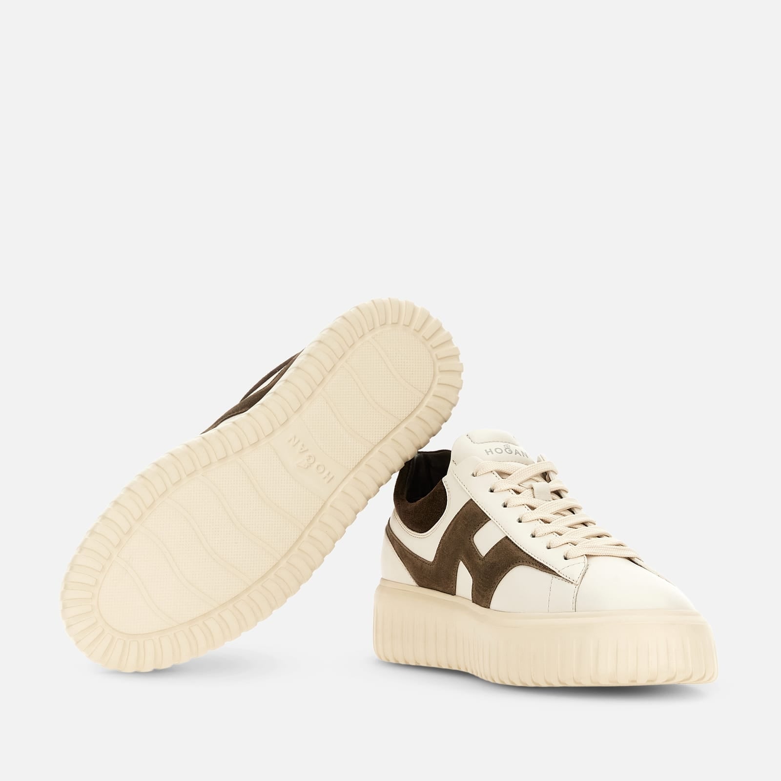 Sneakers Hogan H-Stripes<BR/>Avorio Marrone HXM6450FE91N1 M762F HOGAN