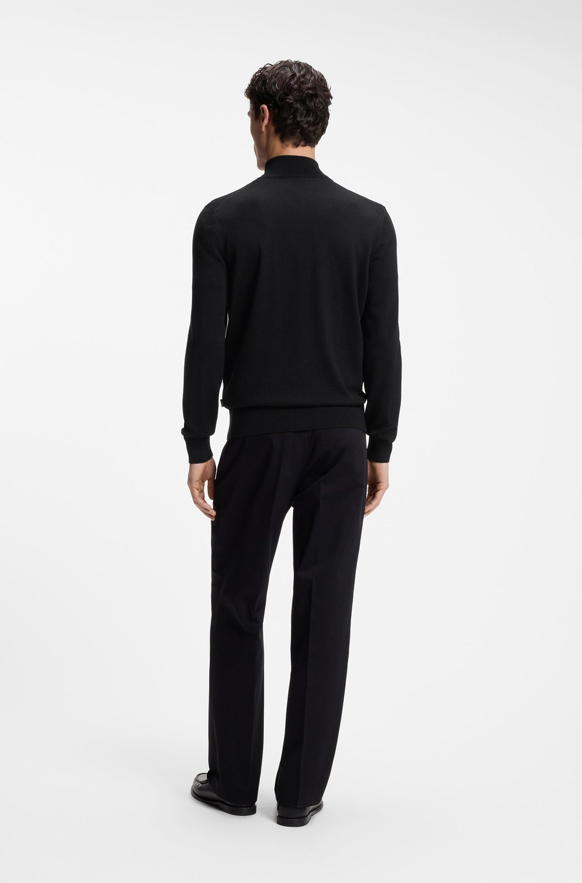 Maglione con zip in lana merino<BR/> 50566344 001 HUGO BOSS