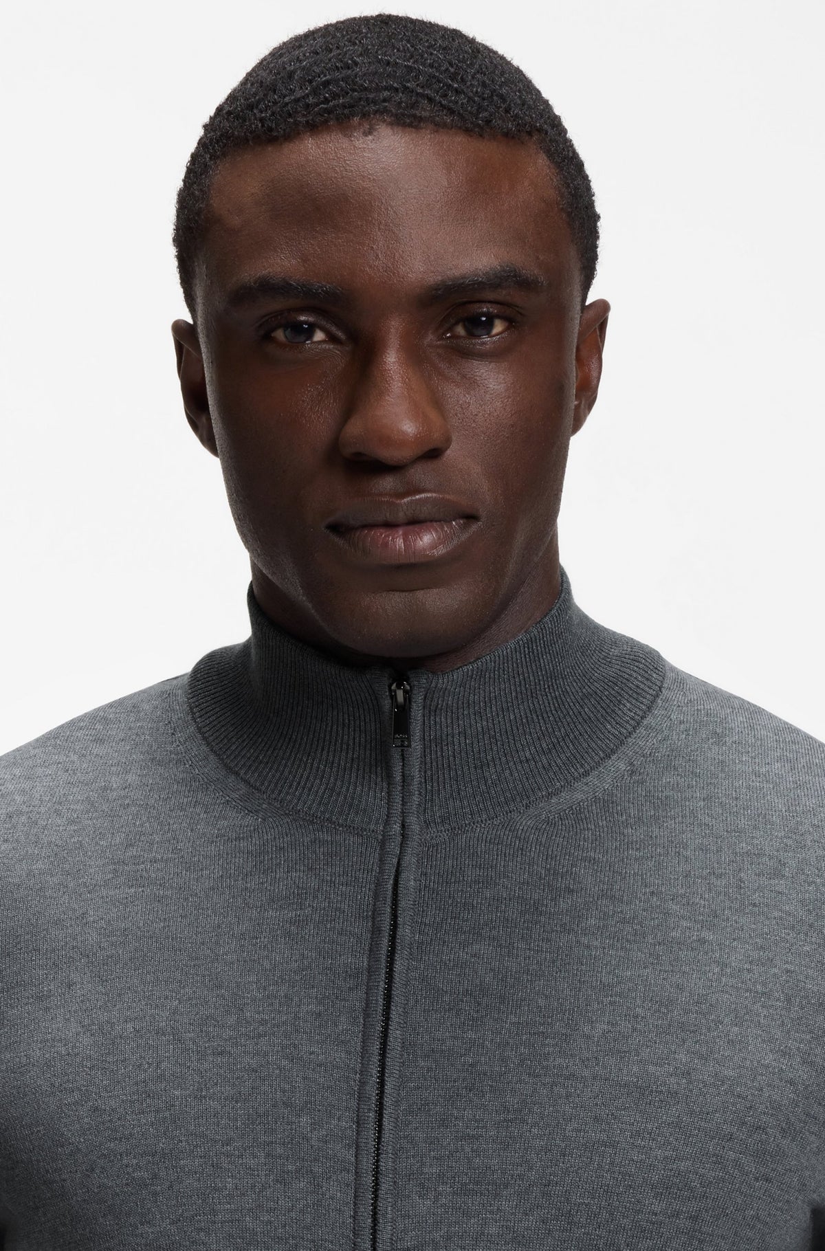Maglione con zip in lana merino<BR/> 50566344 240 HUGO BOSS