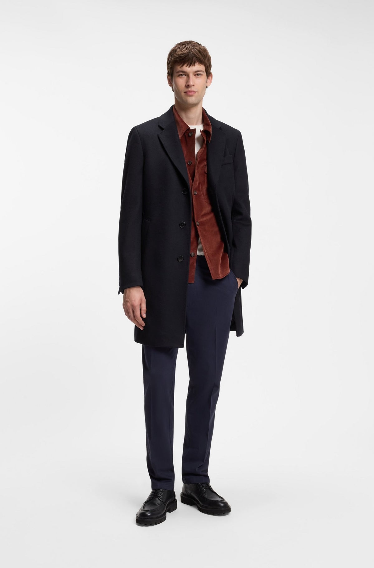 Cappotto formale slim fit in lana con cashmere<BR/> 50571557 404 HUGO BOSS