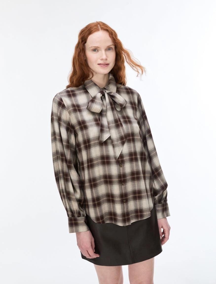 CAMICIA IN TARTAN<BR/>Marrone IBLADDOBBO 001 IBLUES