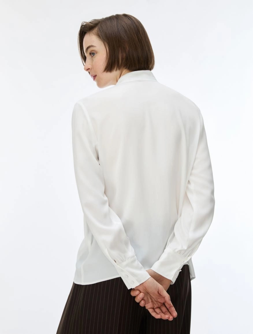 CAMICIA IN MISTO SETA<BR/>Bianco IBLCLASSE 001 IBLUES