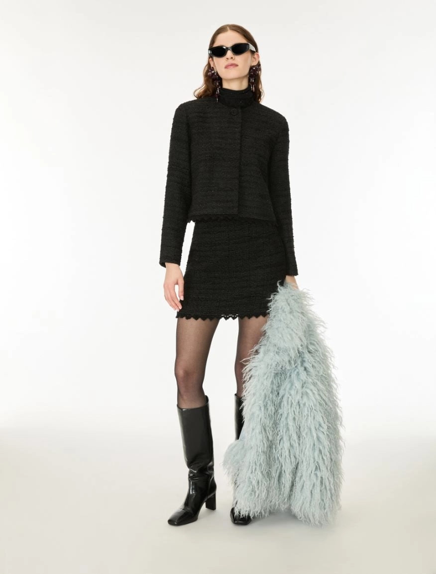 GIACCA IN TWEED<BR/>Nero IBLDRITTO 002 IBLUES