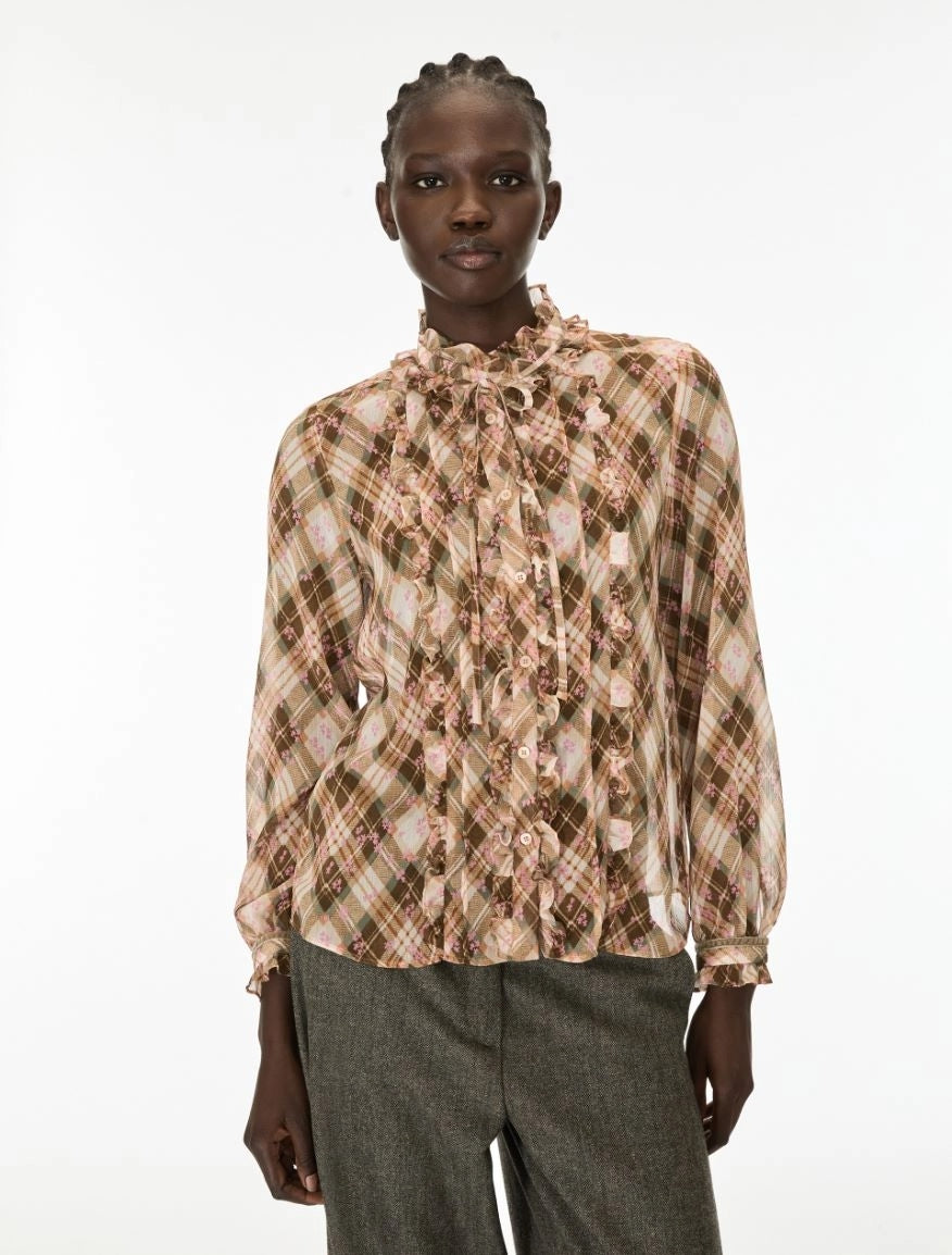 CAMICIA FLUIDA<BR/>Kaki IBLEDOTTO 001 IBLUES