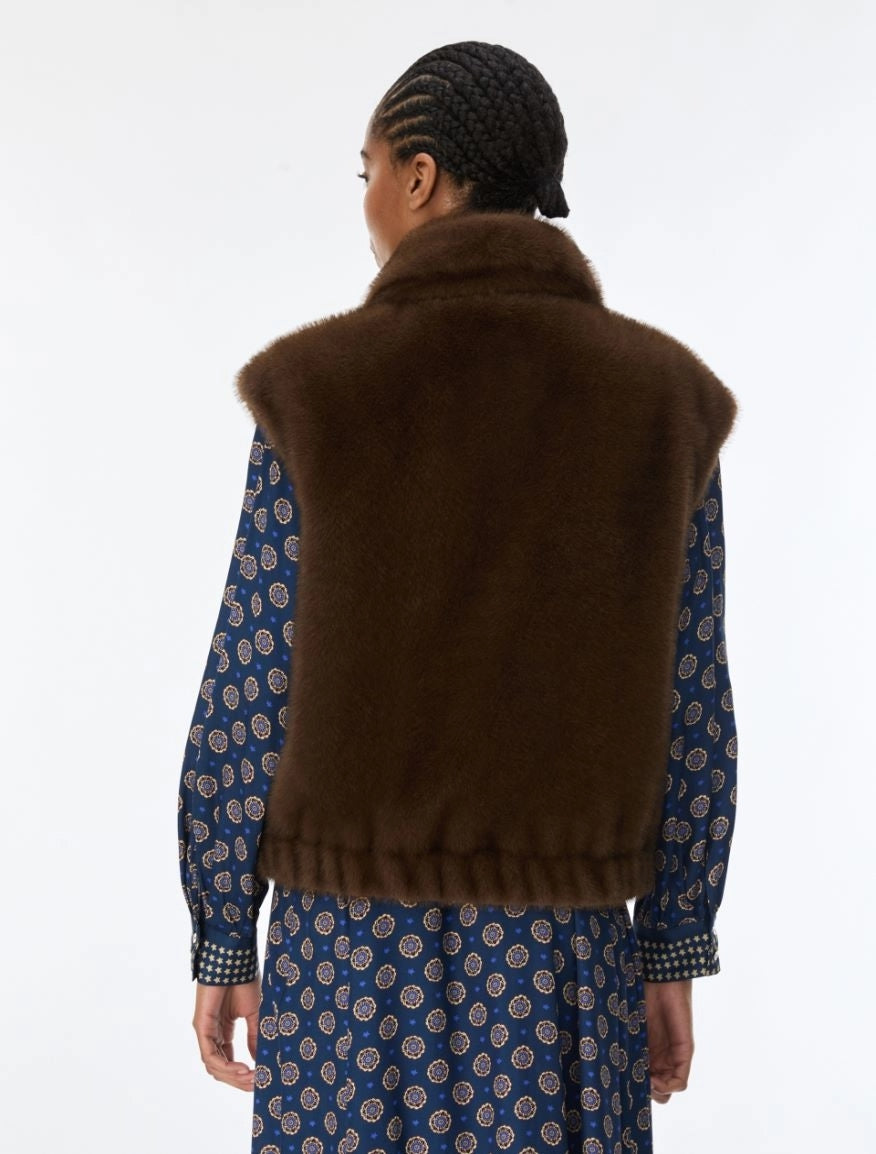 GILET FLUFFY<BR/>Marrone IBLEPOCHE 001 IBLUES