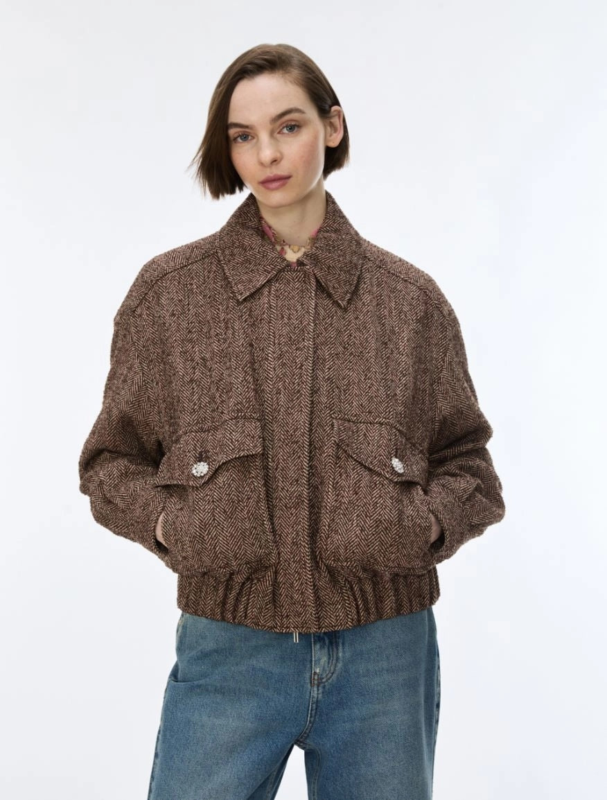 GIACCA IN TWEED<BR/>Marrone IBLESEDRA 001 IBLUES