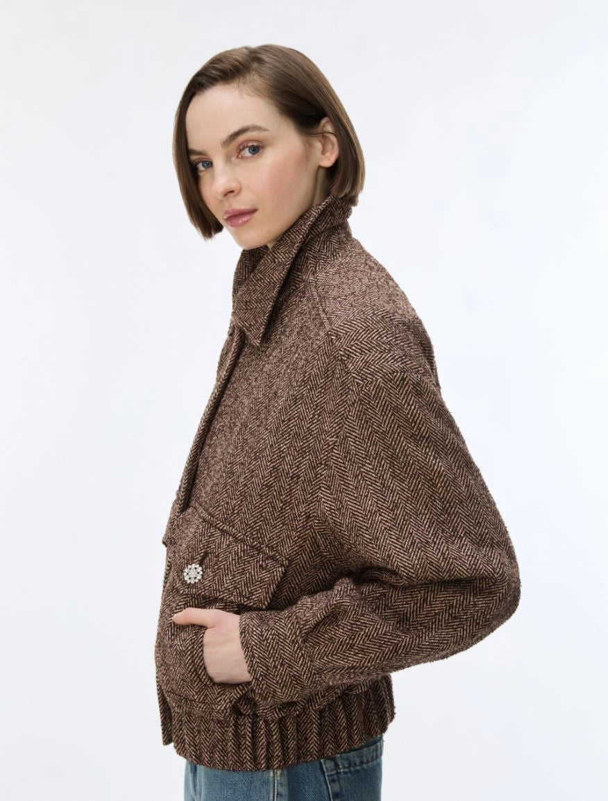 GIACCA IN TWEED<BR/>Marrone IBLESEDRA 001 IBLUES