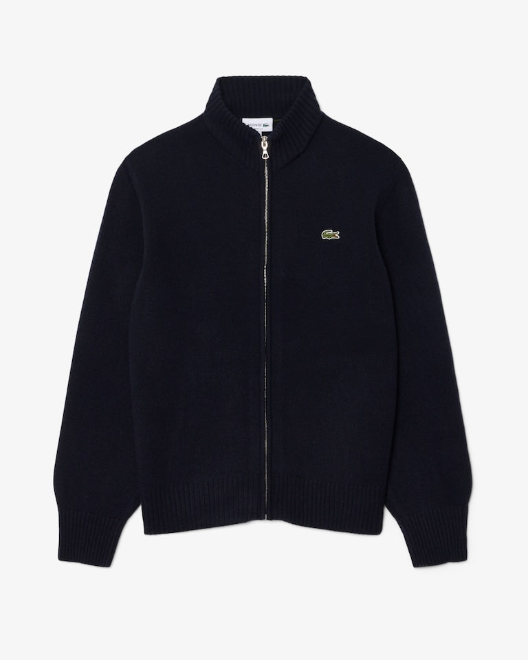 Maglione con zip in lana cardata<BR/><BR/> AH5181 166 LACOSTE