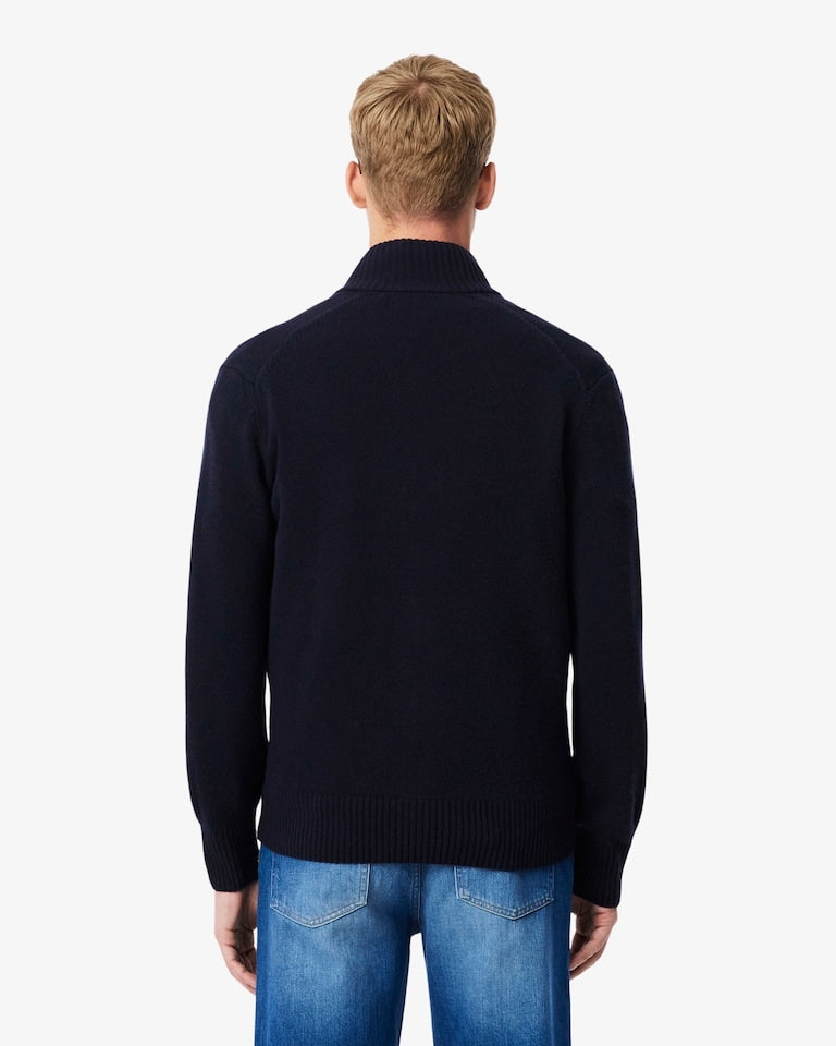 Maglione con zip in lana cardata<BR/><BR/> AH5181 166 LACOSTE