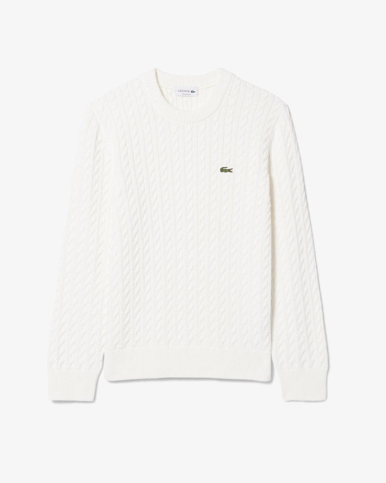 Pullover di cotone in maglia a trecce<BR/><BR/> AH7627 X0N LACOSTE